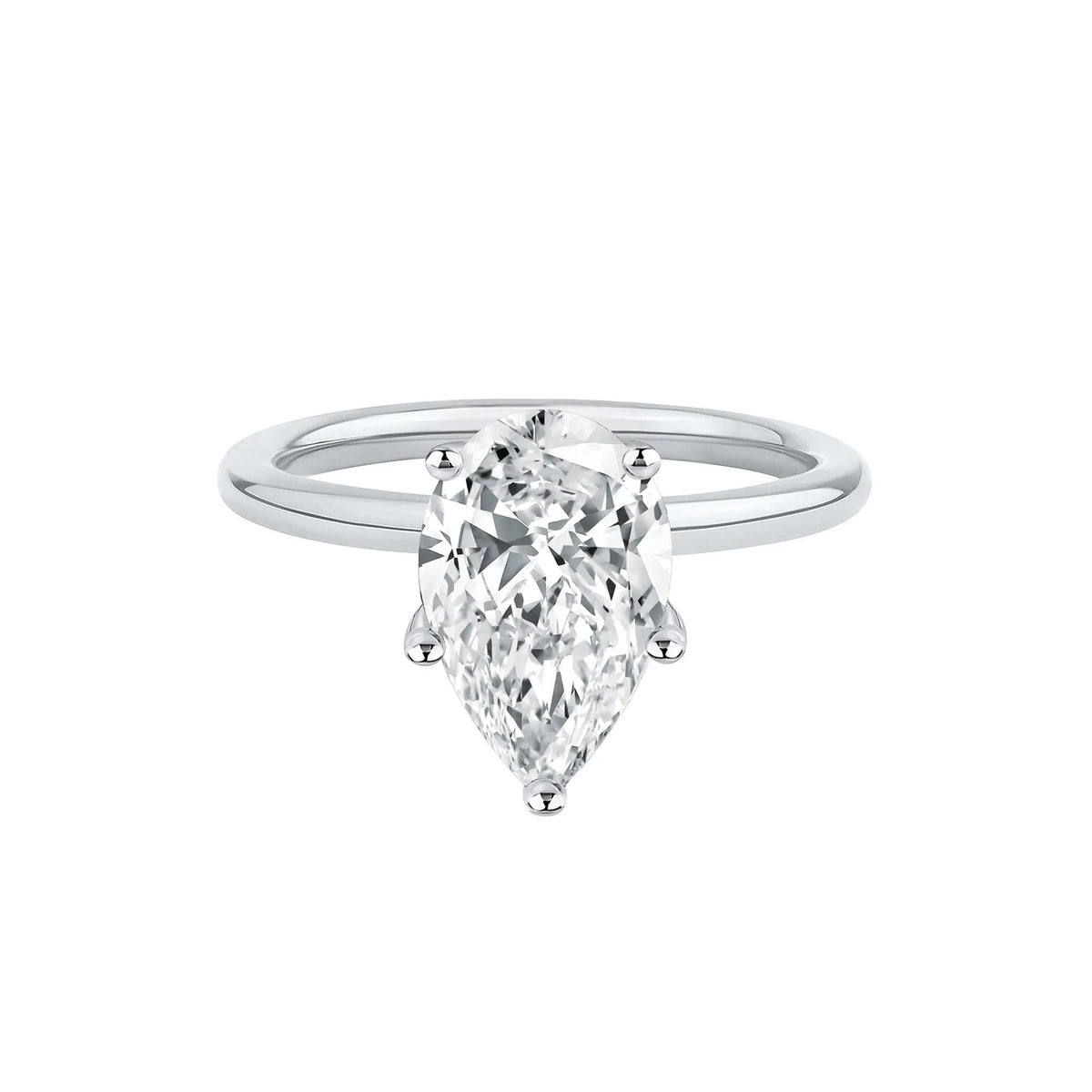 Lab Grown Diamond Pear-Shaped Solitaire Engagement Ring 14K White Gold (3 CT.) Size 8 2mm
