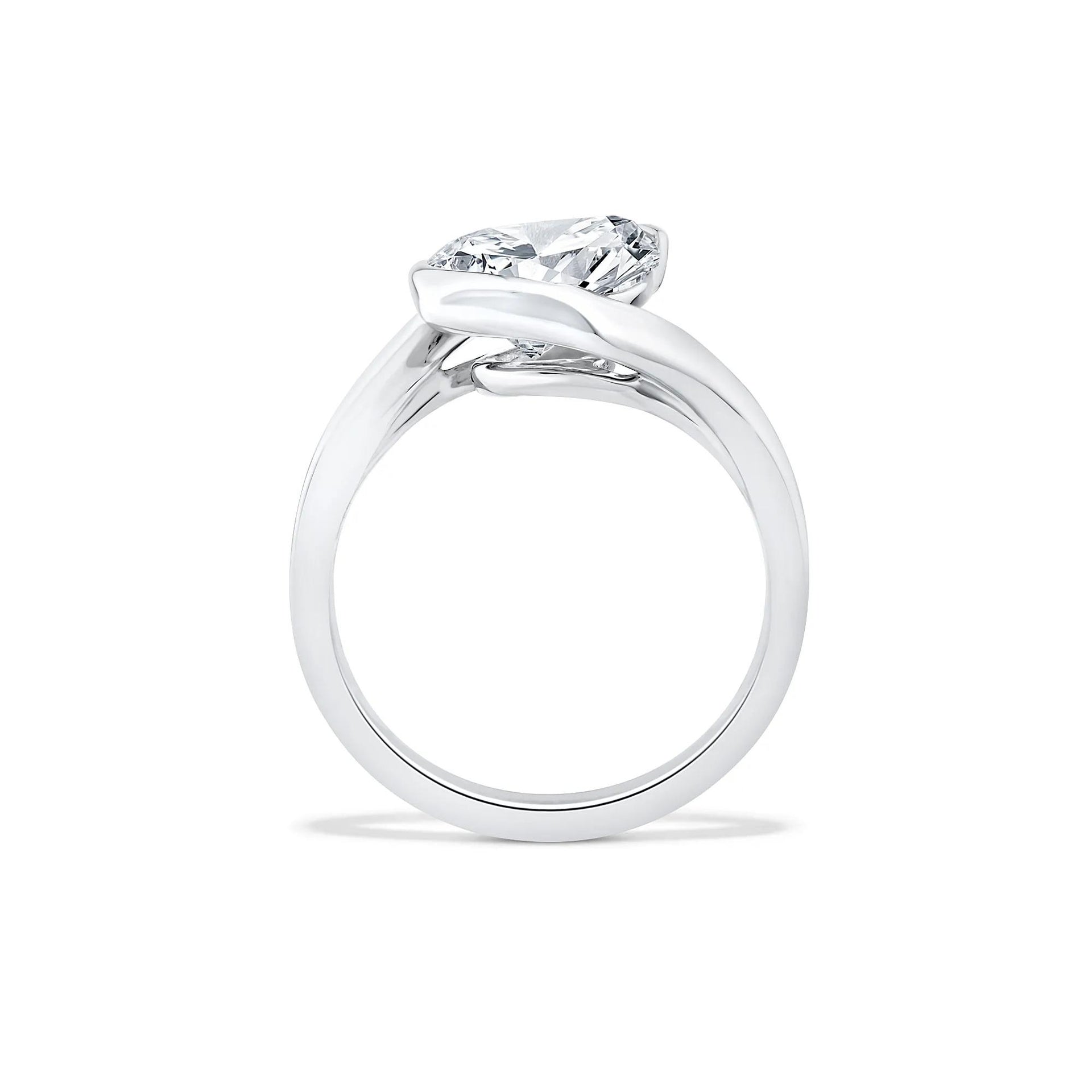 Lab Grown Diamond Pear-Shaped Solitaire Engagement Ring 14K White Gold (3 CT.) Size 7