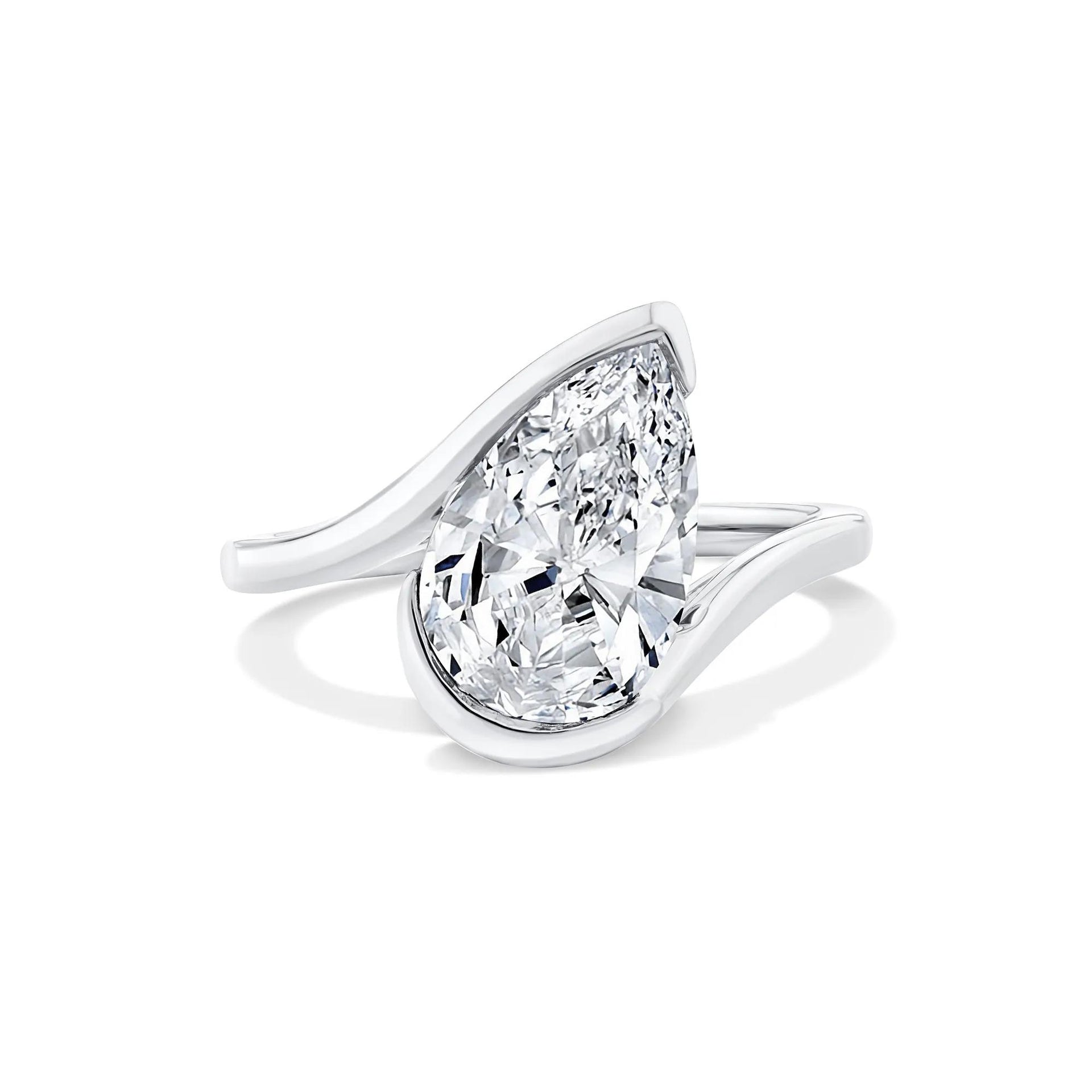 Lab Grown Diamond Pear-Shaped Solitaire Engagement Ring 14K White Gold (3 CT.) Size 7
