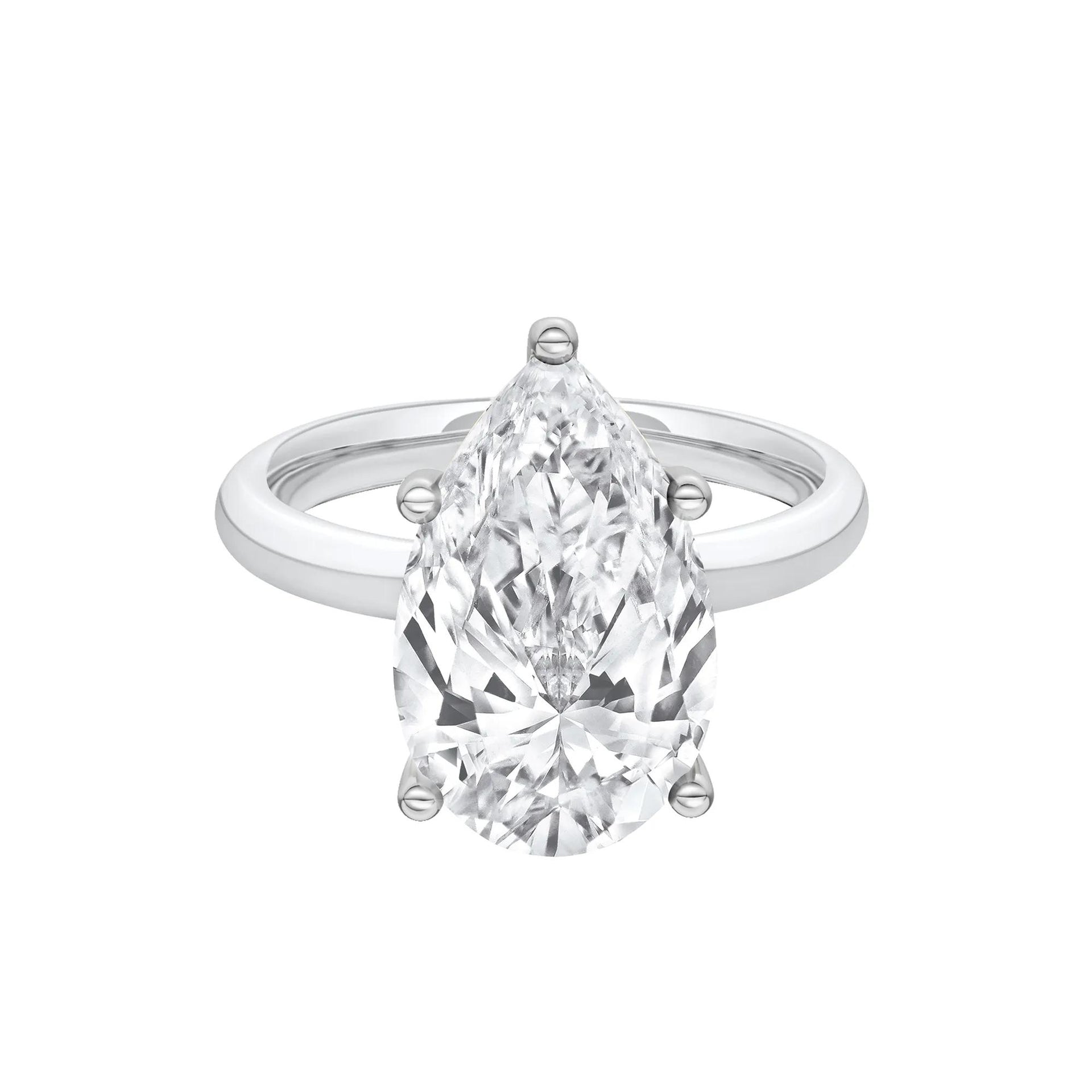Lab Grown Diamond Pear-Shaped Solitaire Ring Platinum (5 CT.) White Size 7 2mm