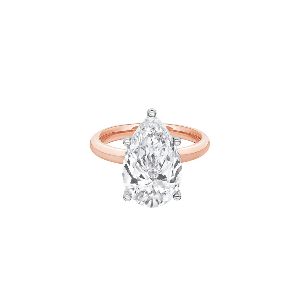 Lab Grown Diamond Pear-Shaped Solitaire Ring 14K Rose & White Gold (5 CT.) Size 5.5 2mm
