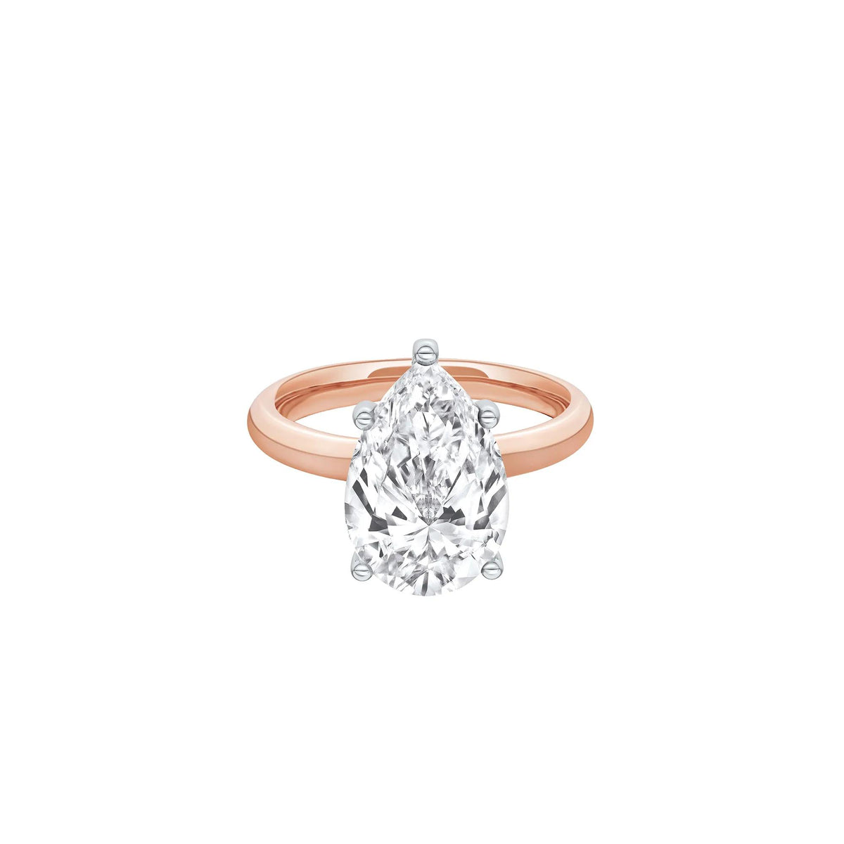 Lab Grown Diamond Pear-Shaped Solitaire Ring Rose Size 7.5 2mm