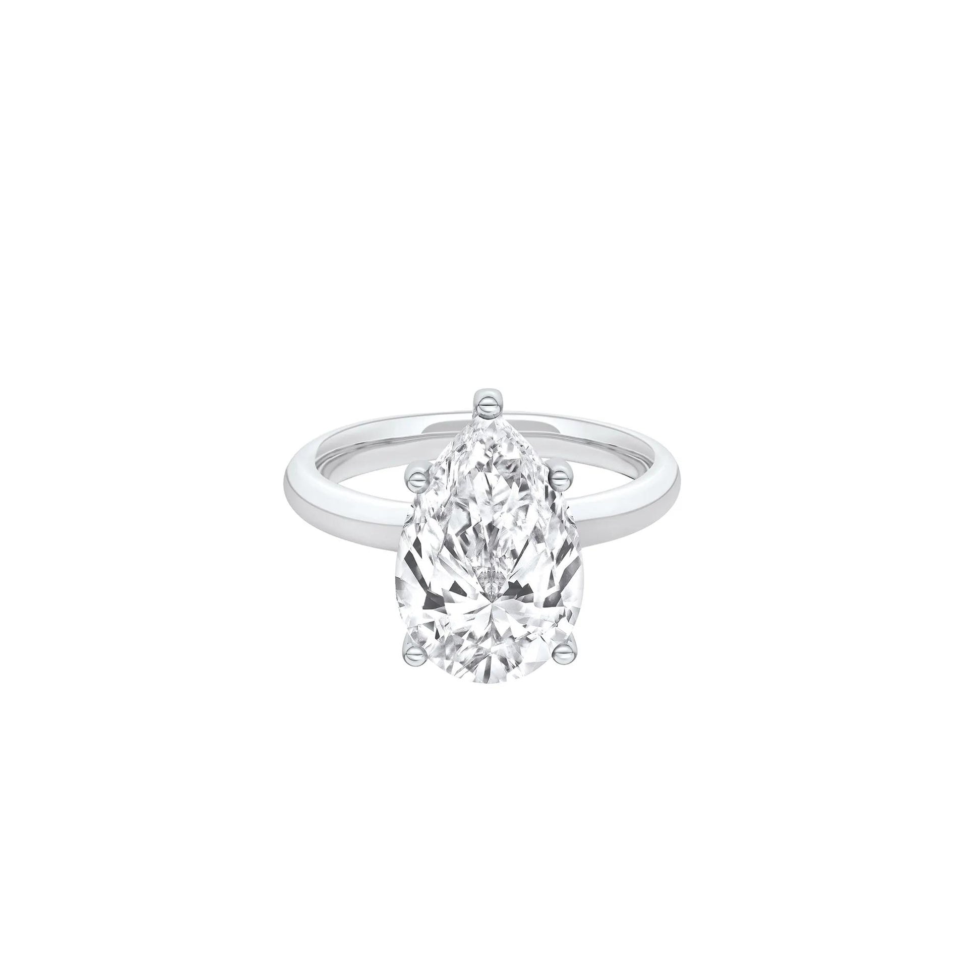 Lab Grown Diamond Pear-Shaped Solitaire Ring Platinum (4 CT.) White Size 4.5 2mm