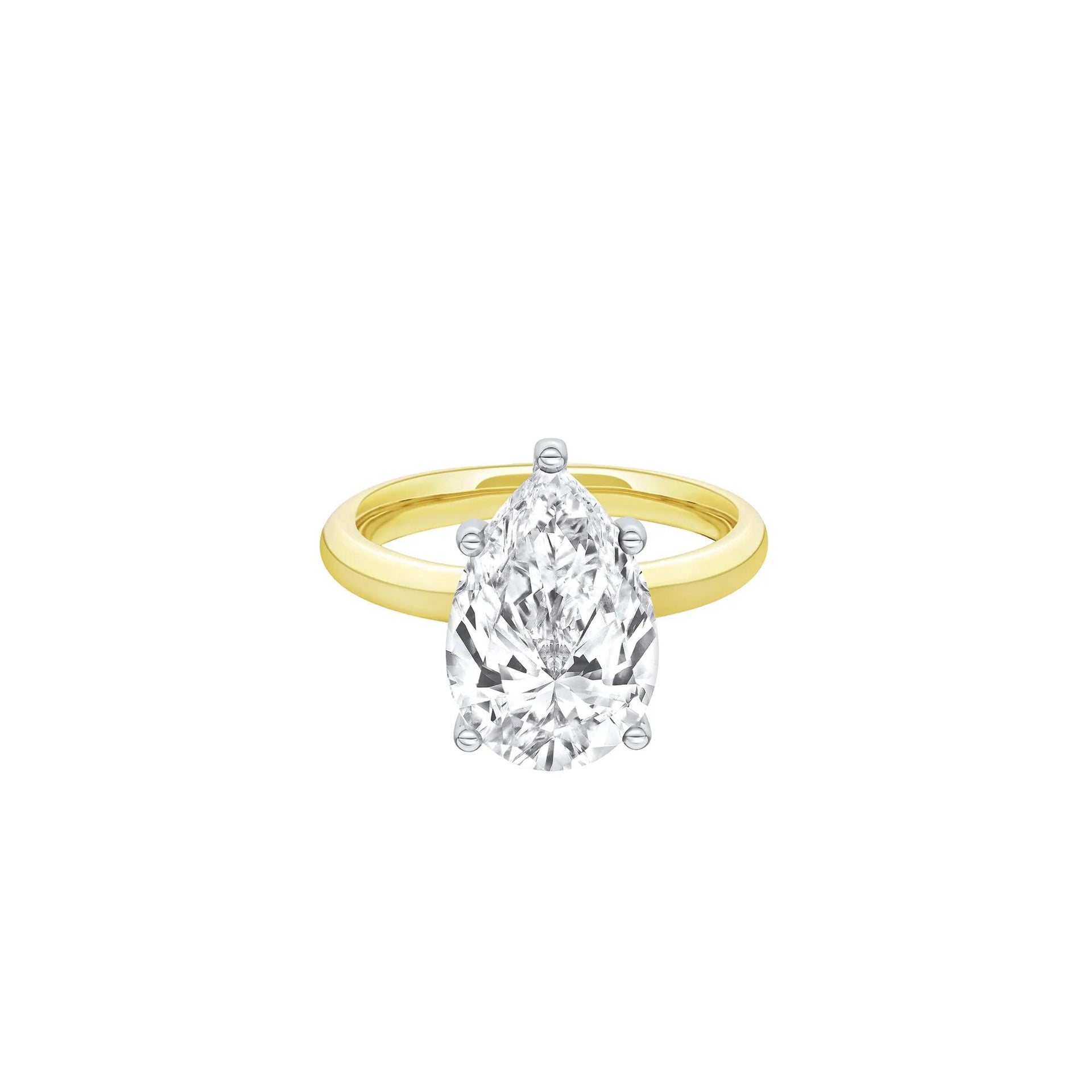 Lab Grown Diamond Pear-Shaped Solitaire Ring Yellow Size 6 2mm