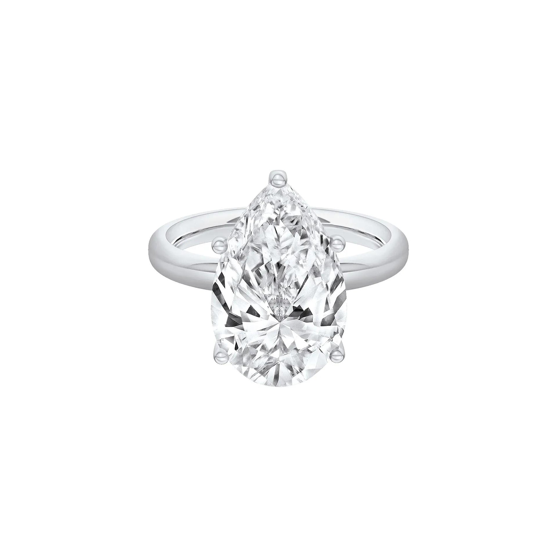 Lab Grown Diamond Pear-Shaped Solitaire Engagement Ring Platinum (6 CT.) White Size 9.5 2mm