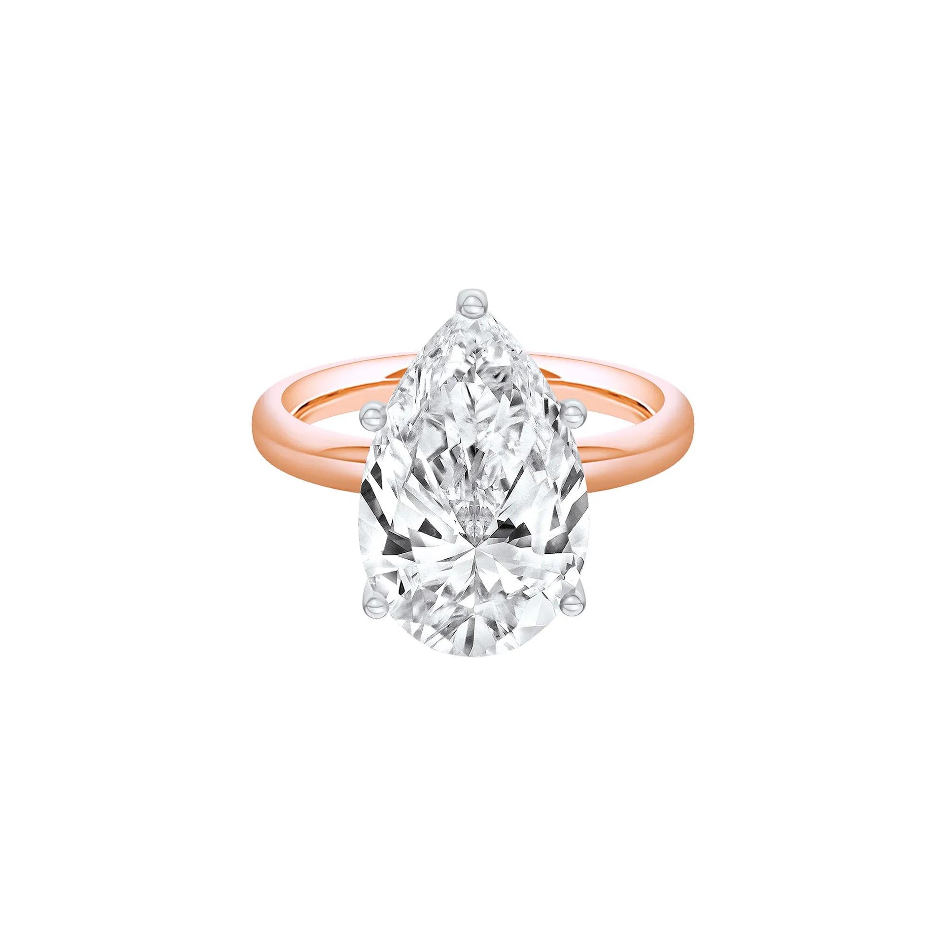 Lab Grown Diamond Pear-Shaped Solitaire Ring 14K Rose & White Gold (6 CT.) Size 9.5 2mm