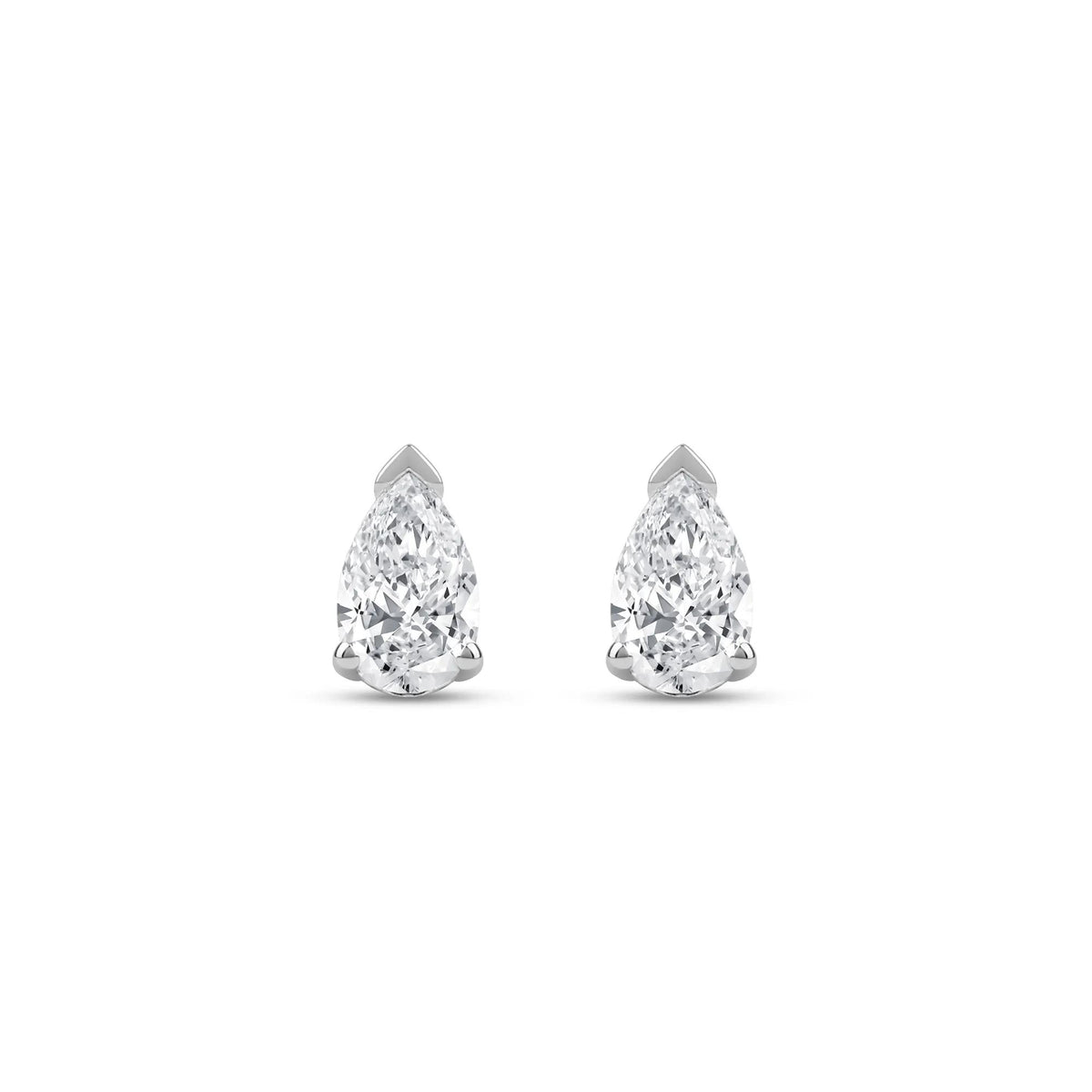 1/3 CT. Tw. Lab Grown Diamond Pear-Shaped Solitaire Stud Earrings 14K White Gold Size 6.00mm