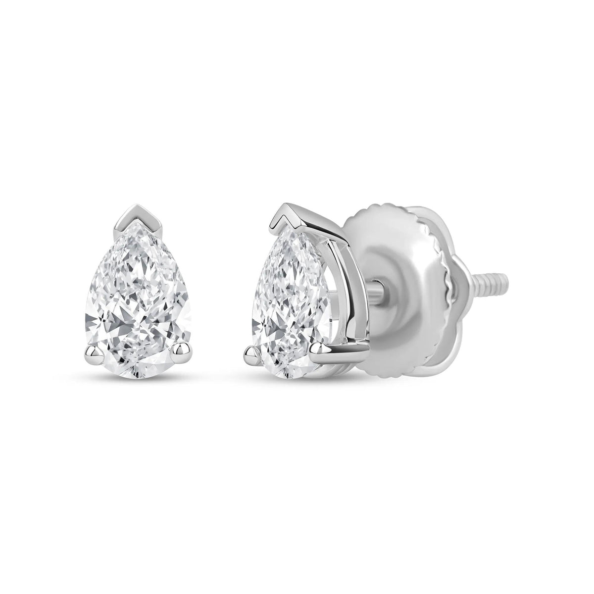 1/2 CT. Tw. Lab Grown Diamond Pear-Shaped Solitaire Stud Earrings 14K White Gold Size 7.00mm