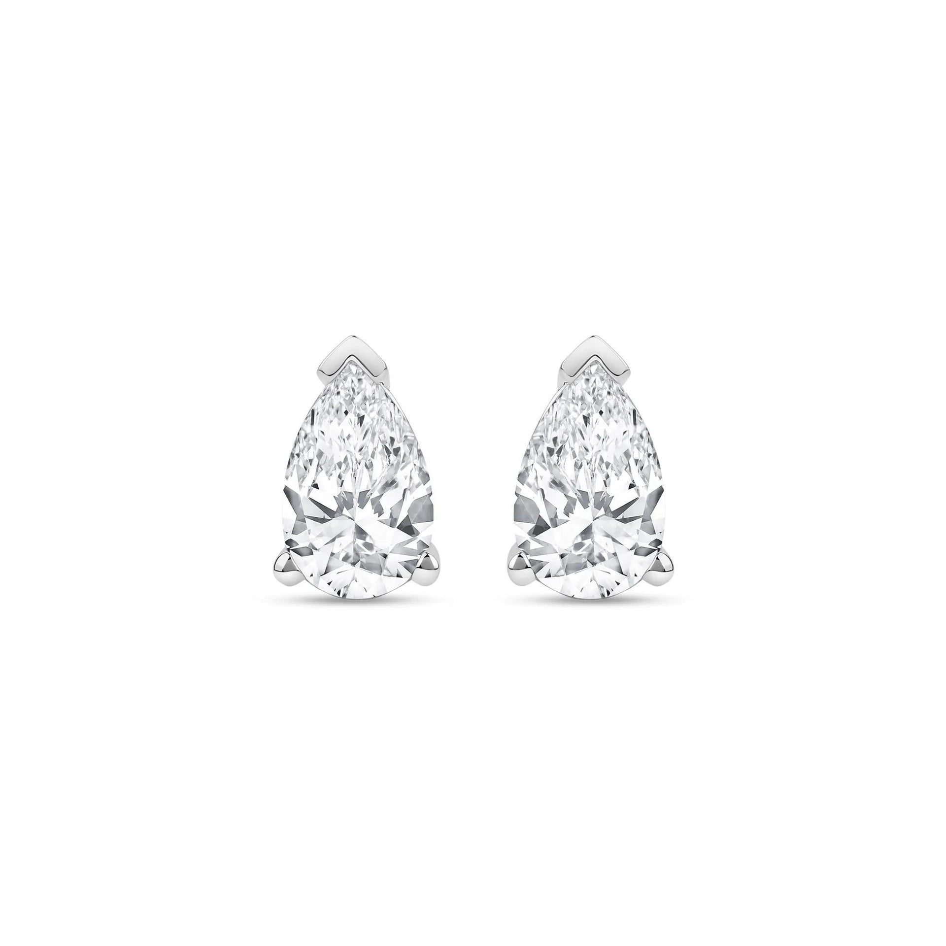 2 CT. Tw. Lab Grown Diamond Pear-Shaped Solitaire Stud Earrings 14K White Gold Size 10.50mm