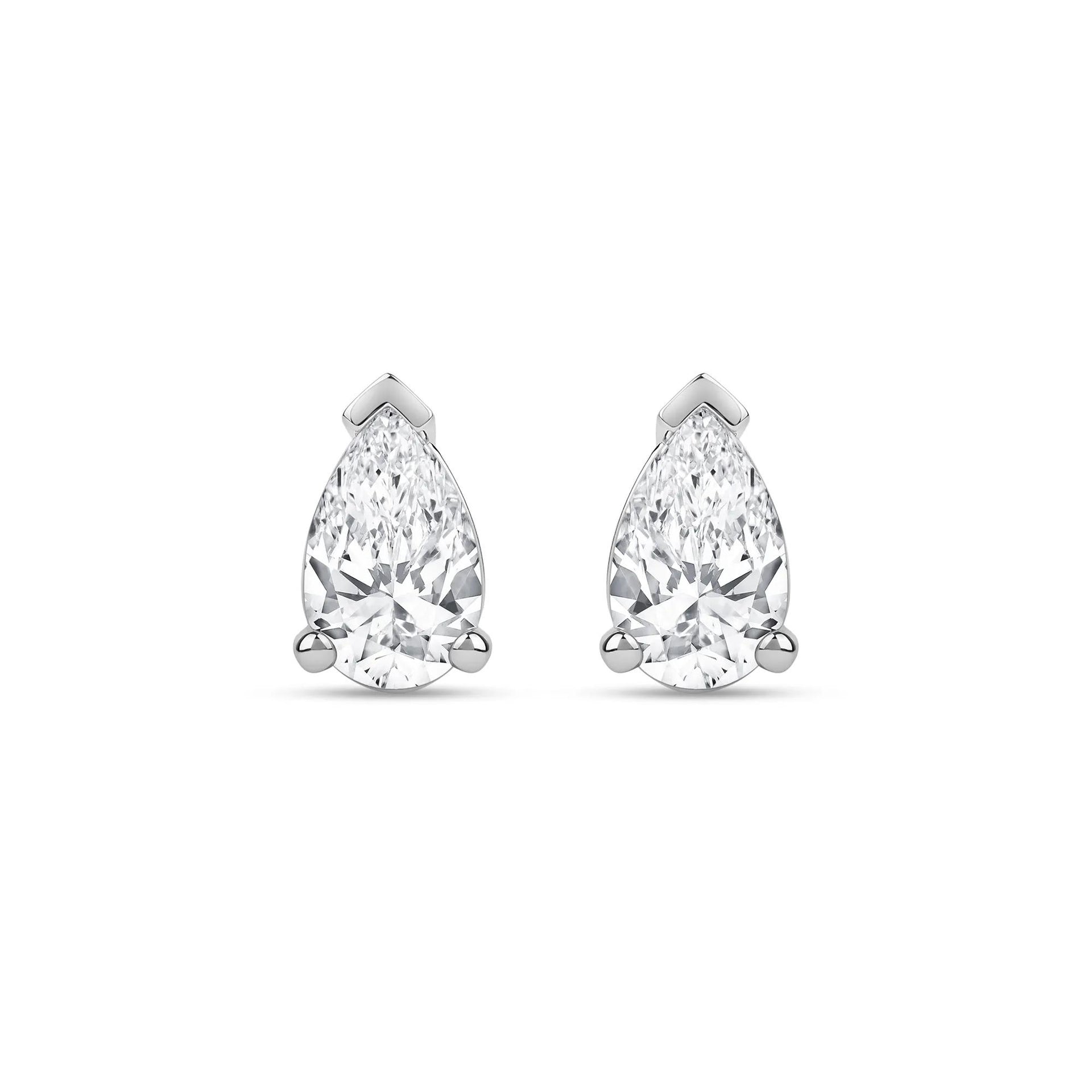 3 CT. Tw. Lab Grown Diamond Pear-Shaped Solitaire Stud Earrings 14K White Gold Size 12.00mm