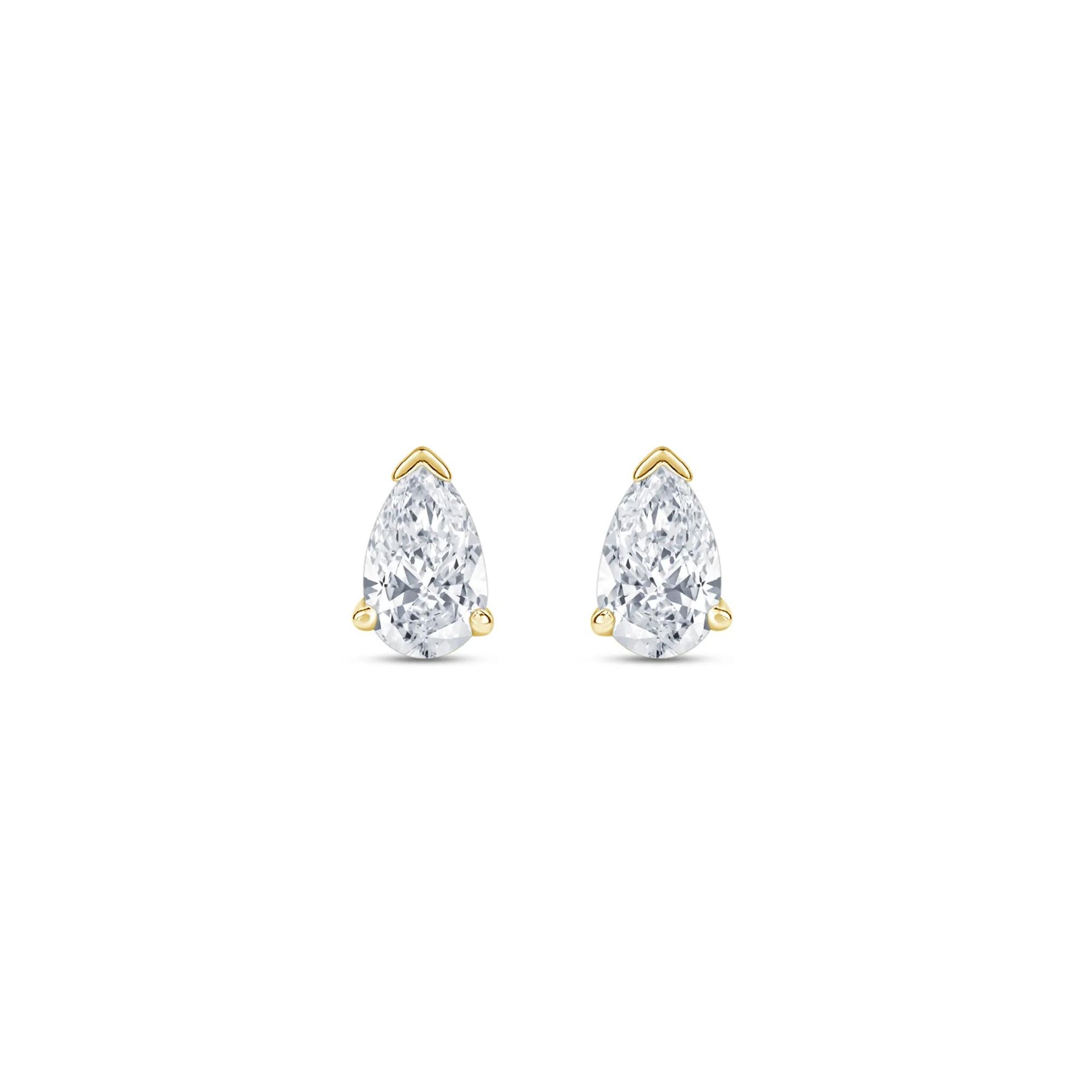 1/4 CT. Tw. Lab Grown Diamond Pear-Shaped Solitaire Stud Earrings 14K Yellow Gold Size 5.50mm