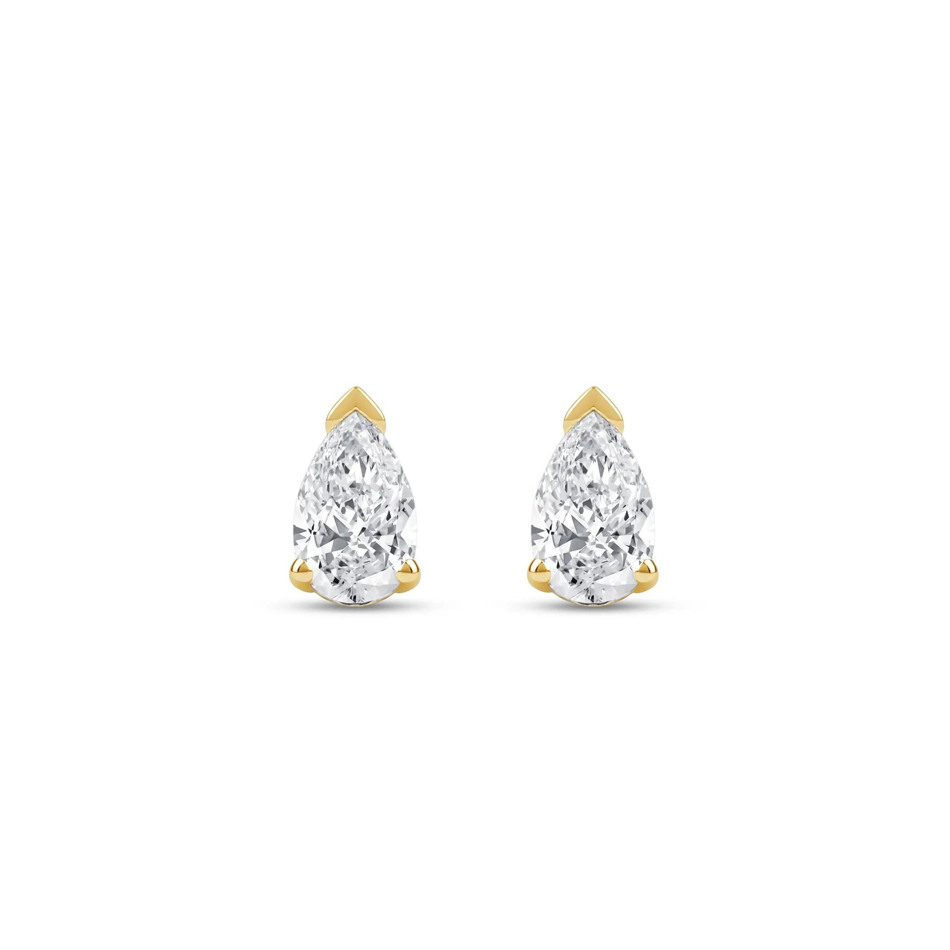1/3 CT. Tw. Lab Grown Diamond Pear-Shaped Solitaire Stud Earrings 14K Yellow Gold Size 6.00mm