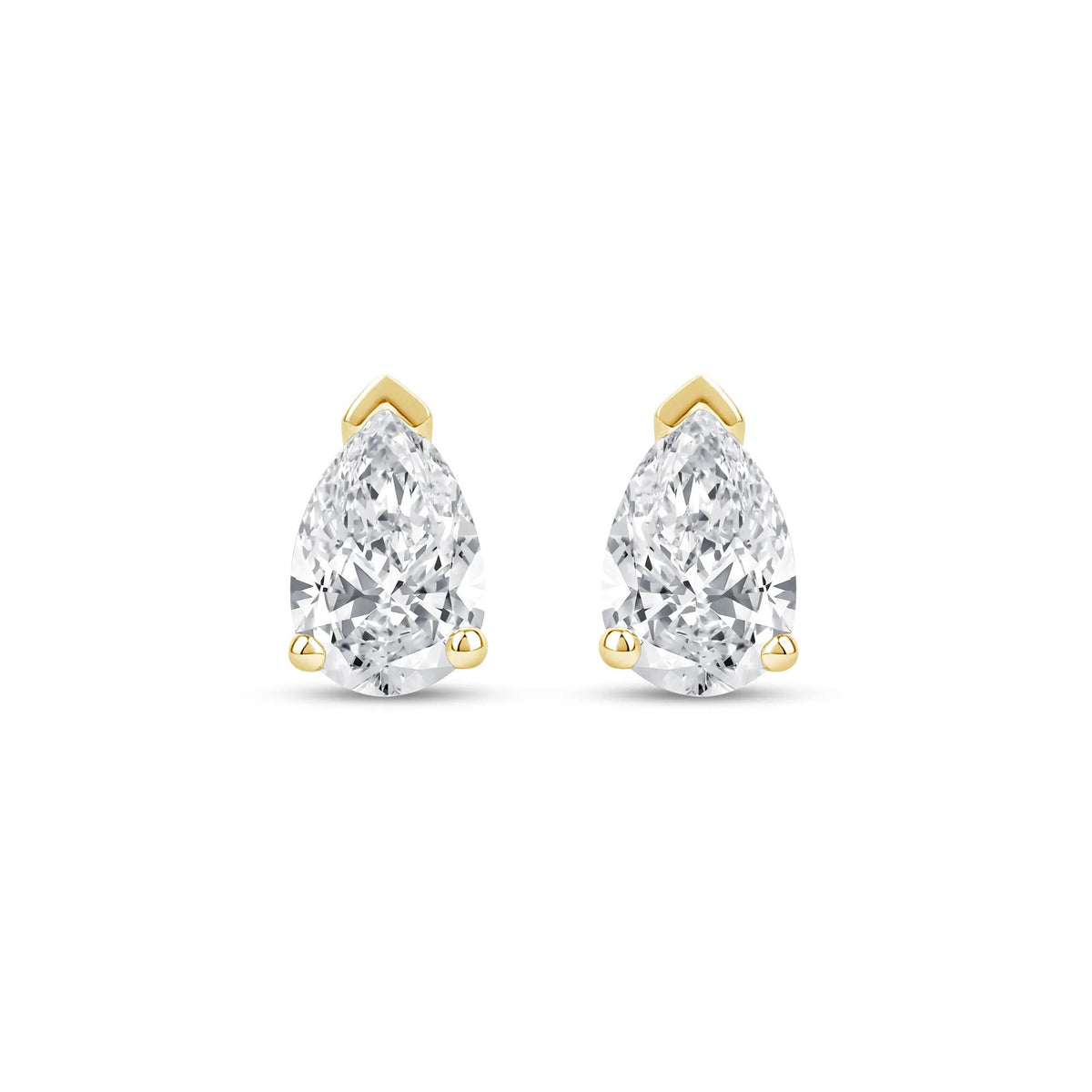 1/2 CT. Tw. Lab Grown Diamond Pear-Shaped Solitaire Stud Earrings 14K Yellow Gold Size 7.00mm