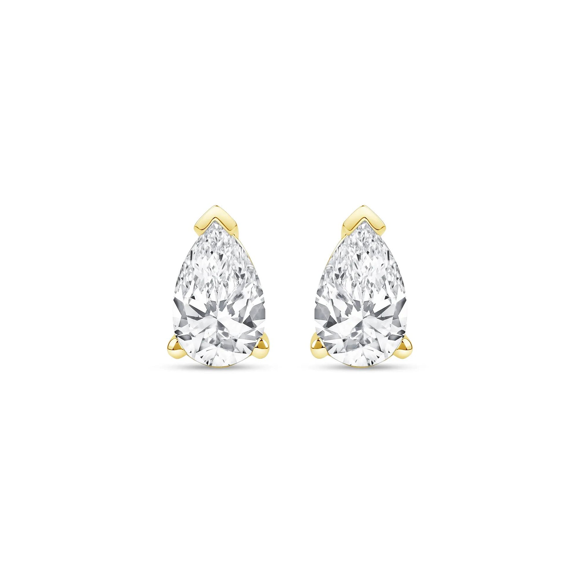 2 CT. Tw. Lab Grown Diamond Pear-Shaped Solitaire Stud Earrings 14K Yellow Gold Size 10.50mm