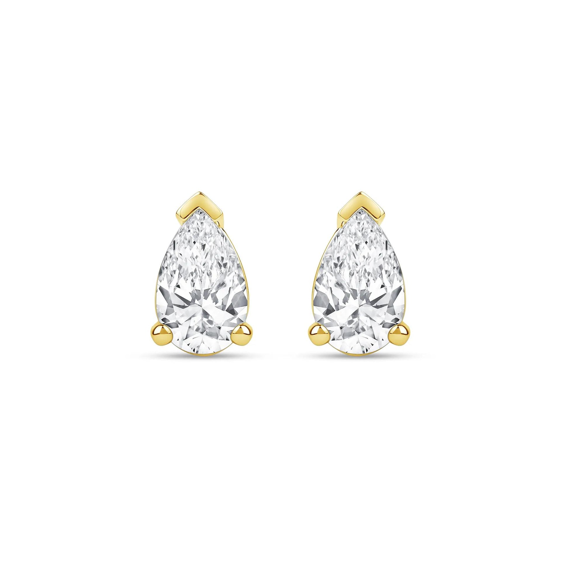 3 CT. Tw. Lab Grown Diamond Pear-Shaped Solitaire Stud Earrings 14K Yellow Gold Size 12.00mm