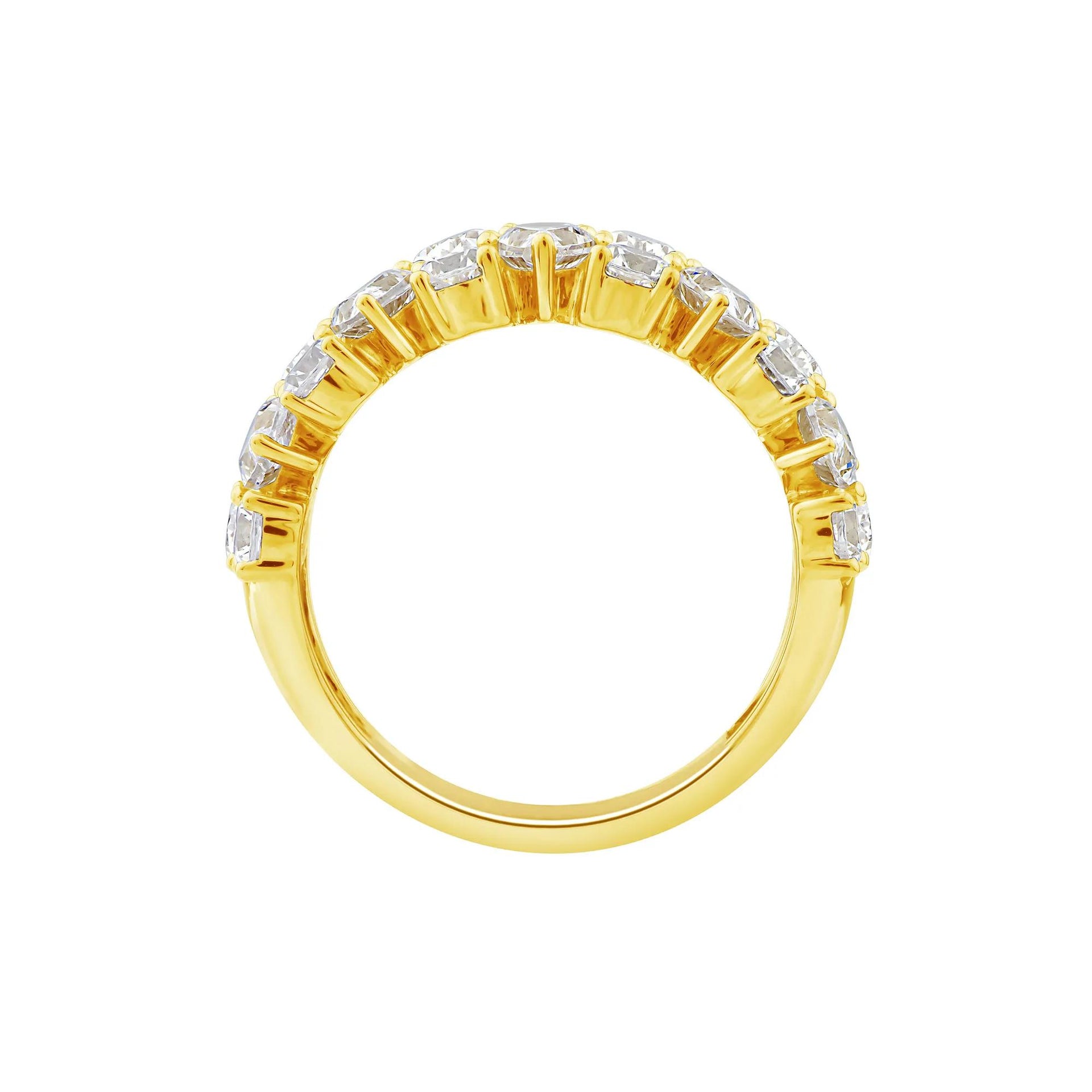 3 CT. Tw. Lab Grown Diamond Pear Wide Anniversary Band Ring 10K Yellow Gold Size 8.5 2.5mm