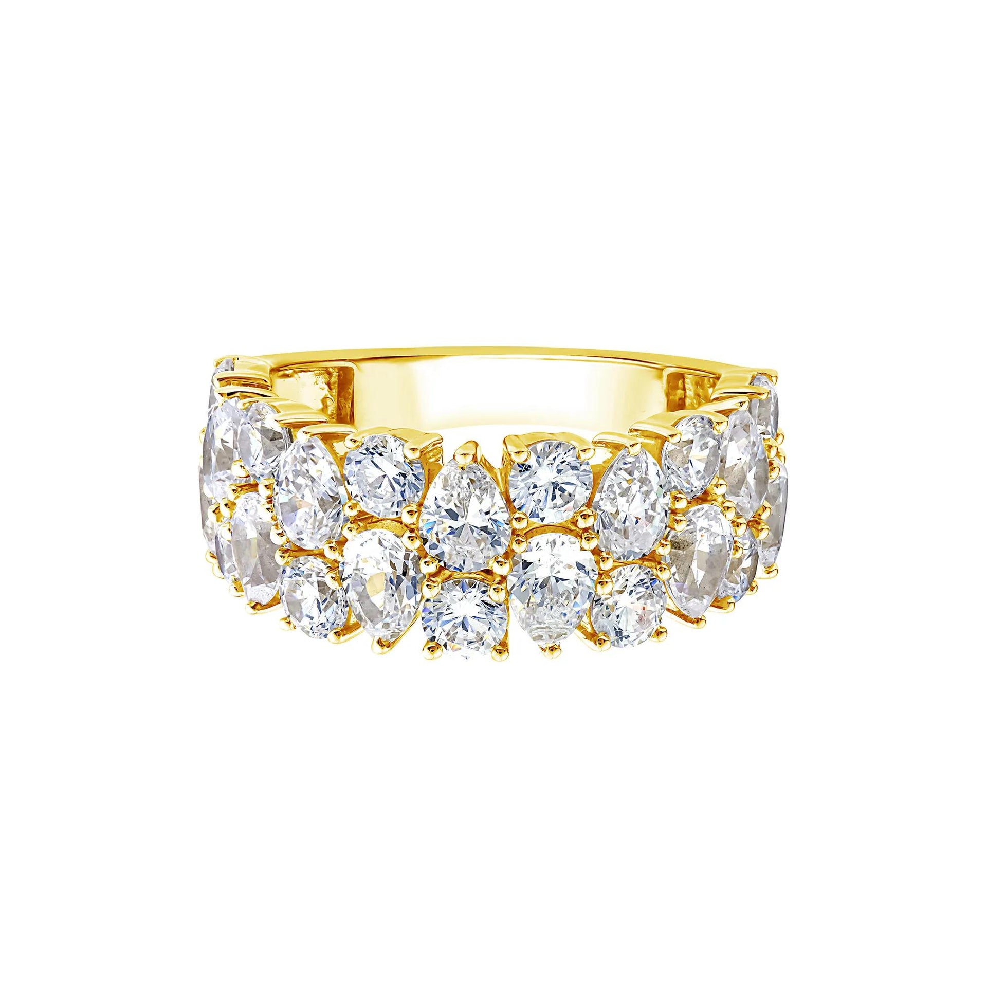 3 CT. Tw. Lab Grown Diamond Pear Wide Anniversary Band Ring 10K Yellow Gold Size 8.5 2.5mm