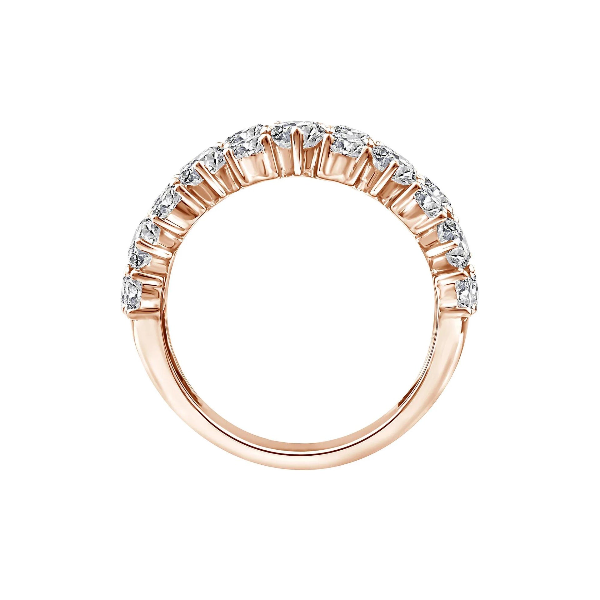 3 CT. Tw. Lab Grown Diamond Pear Wide Anniversary Band Ring 10K Rose Gold Size 6.5 2.5mm