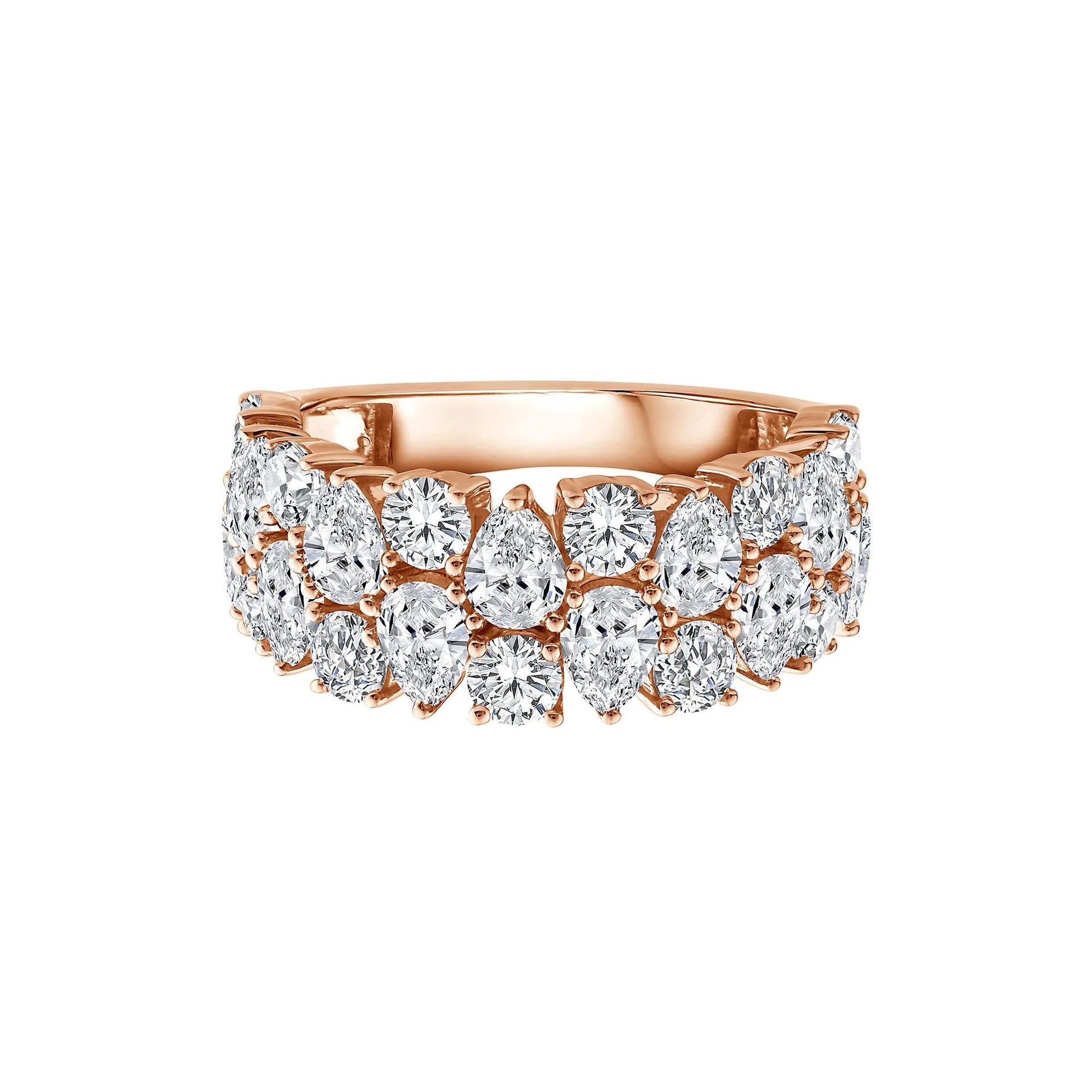 3 CT. Tw. Lab Grown Diamond Pear Wide Anniversary Band Ring 10K Rose Gold Size 6.5 2.5mm