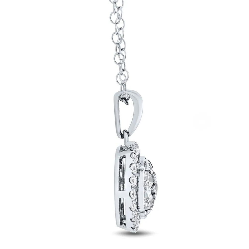 5/8 CT. Tw. Lab Grown Diamond Pendant Necklace with Round Cluster 14K White Gold Size 18"
