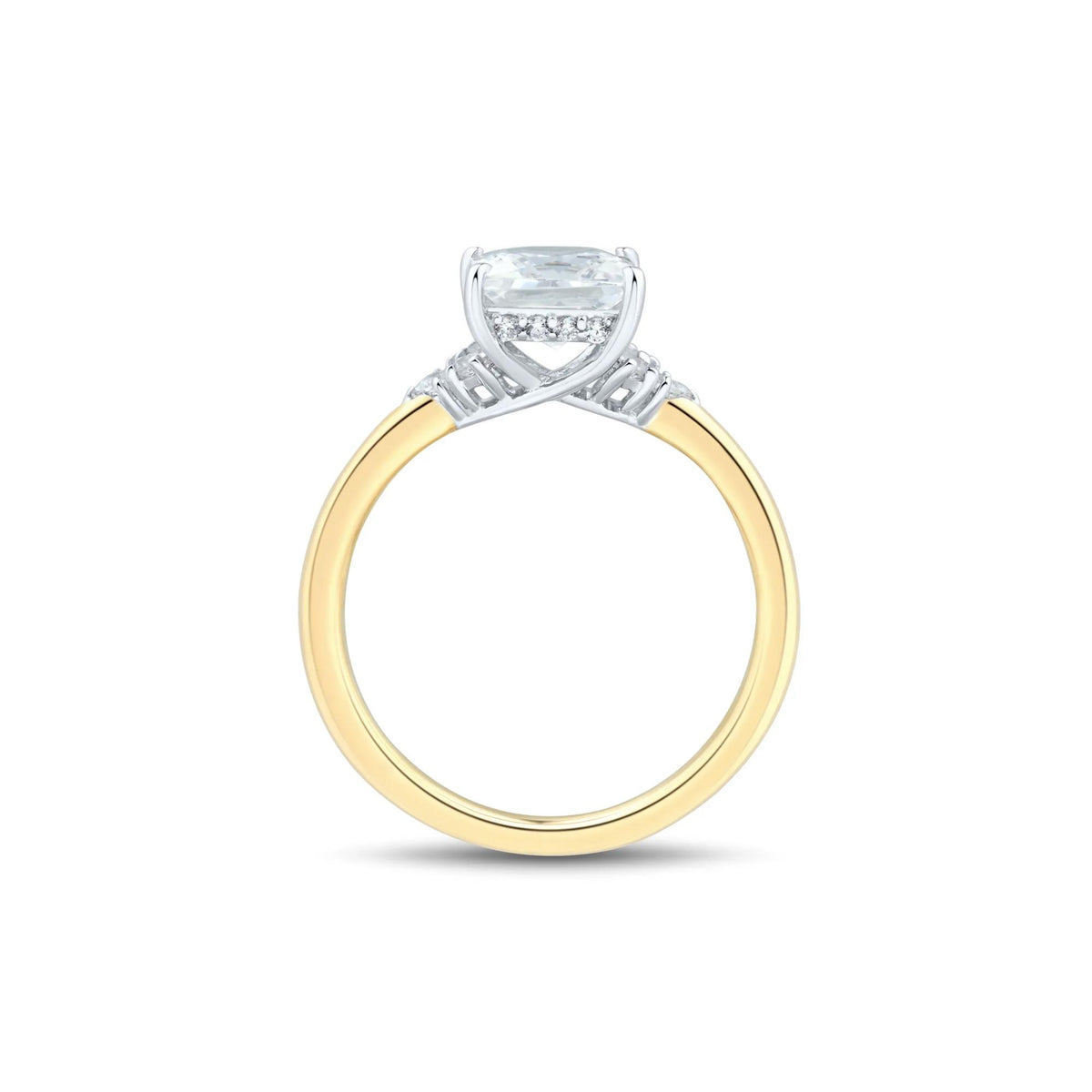 1/3 CT. Tw. Lab Grown Diamond Princess-Cut Engagement Ring 14K Yellow and White Gold (2-) Size 7 1.5mm