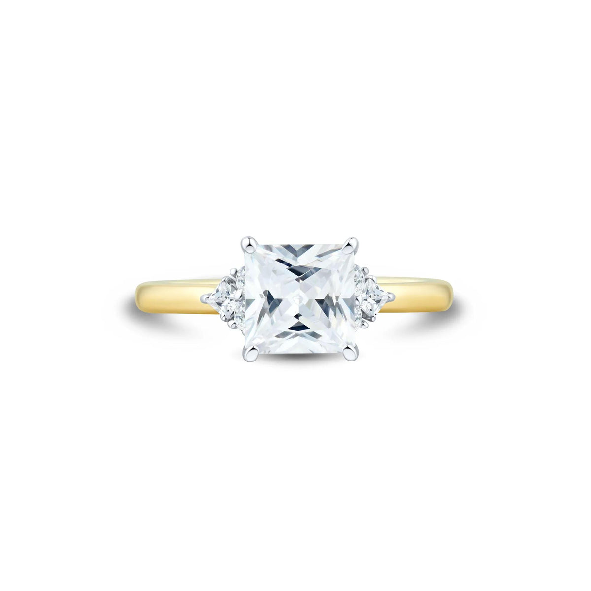 1/3 CT. Tw. Lab Grown Diamond Princess-Cut Engagement Ring 14K Yellow and White Gold (2-) Size 9 1.5mm