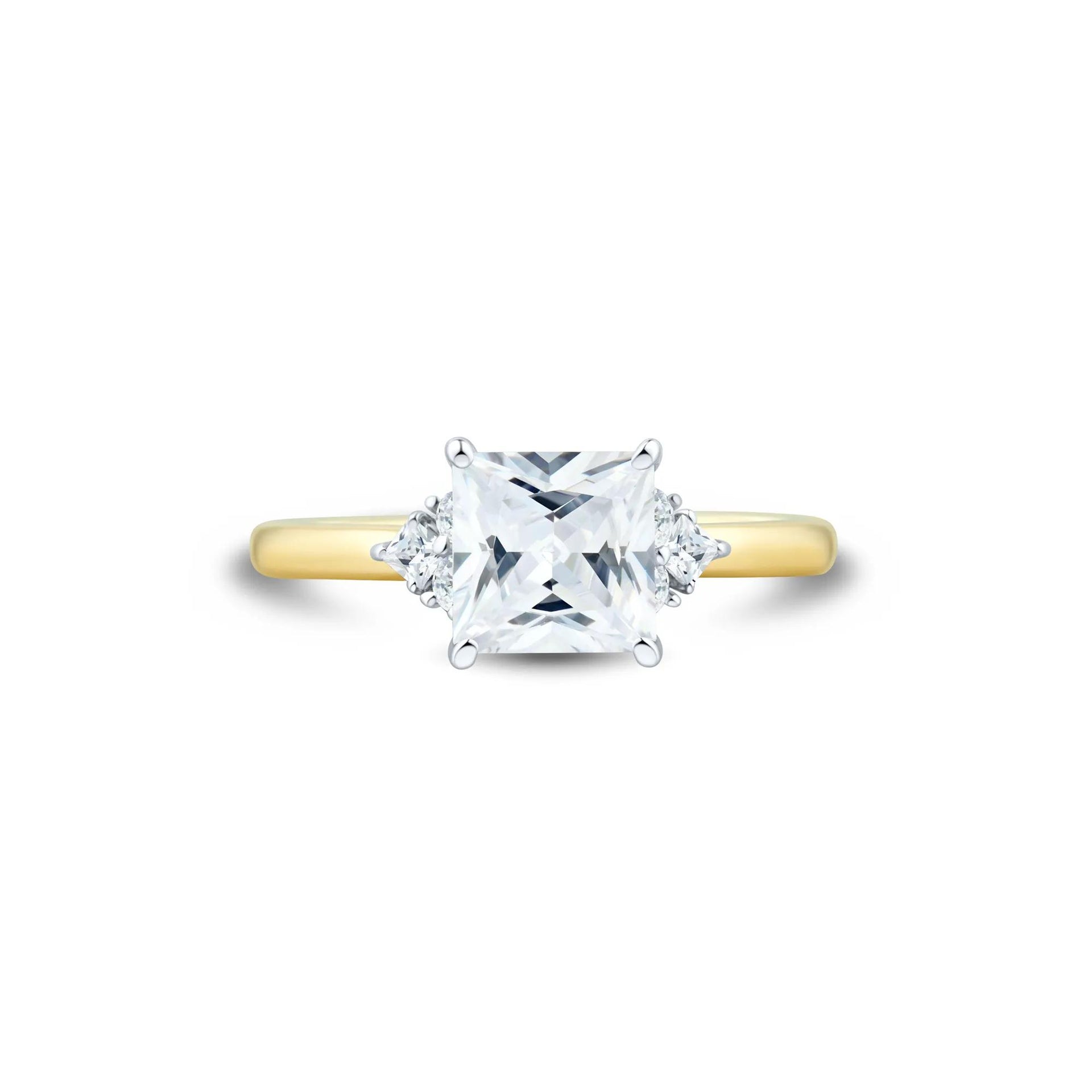 1/3 CT. Tw. Lab Grown Diamond Princess-Cut Engagement Ring 14K Yellow and White Gold (2-) Size 7 1.5mm