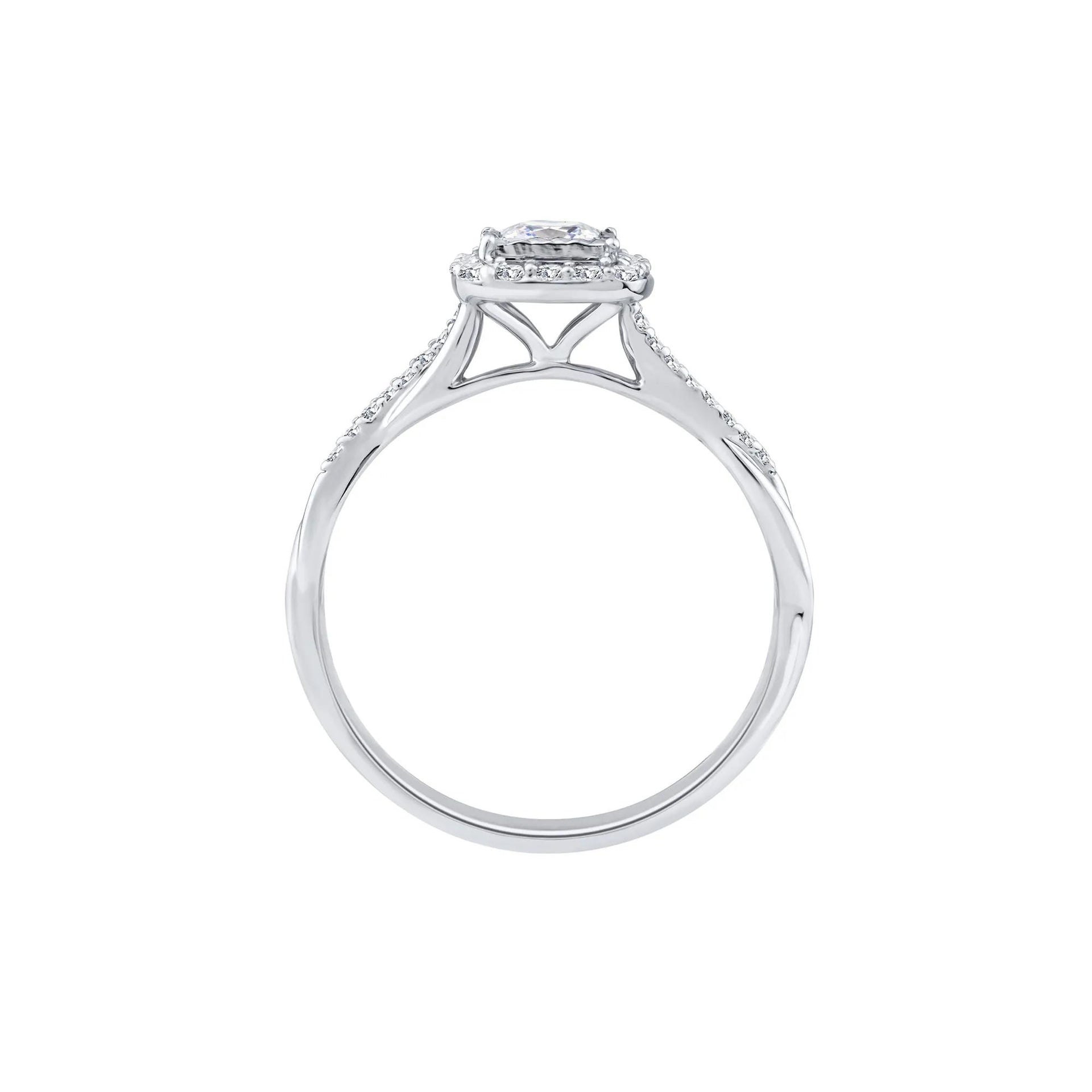 1/2 CT. Tw. Lab Grown Diamond Princess-Cut Halo Promise Ring 10K White Gold Size 6.5 1.5mm