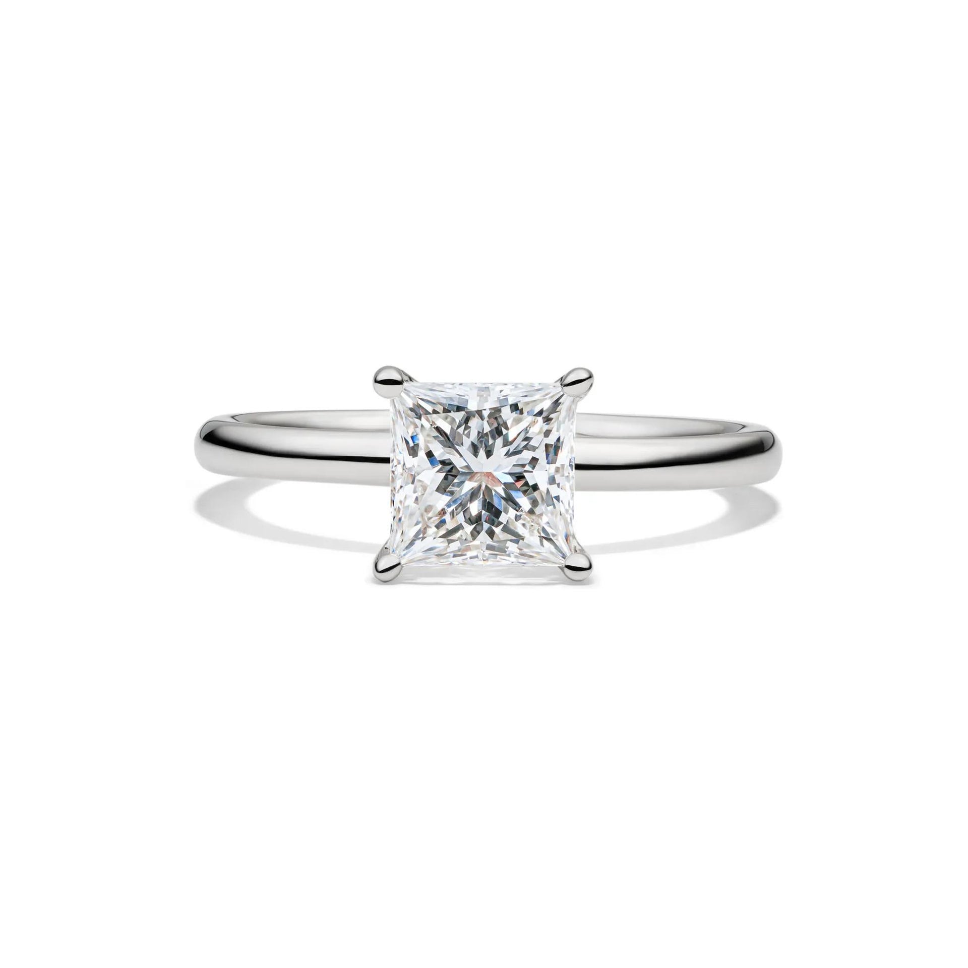 Lab Grown Diamond Princess-Cut Solitaire Engagement Ring 14K White Gold (1/2 CT.) Size 12 2mm