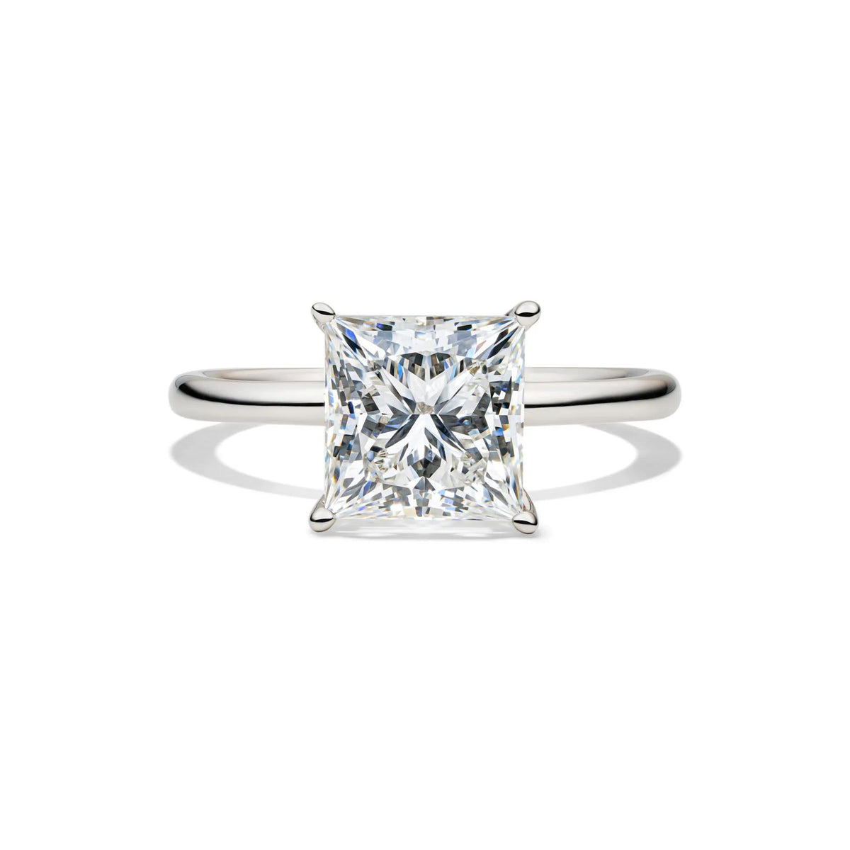 Lab Grown Diamond Princess-Cut Solitaire Engagement Ring 14K White Gold (3 CT.) Size 6.5 2mm