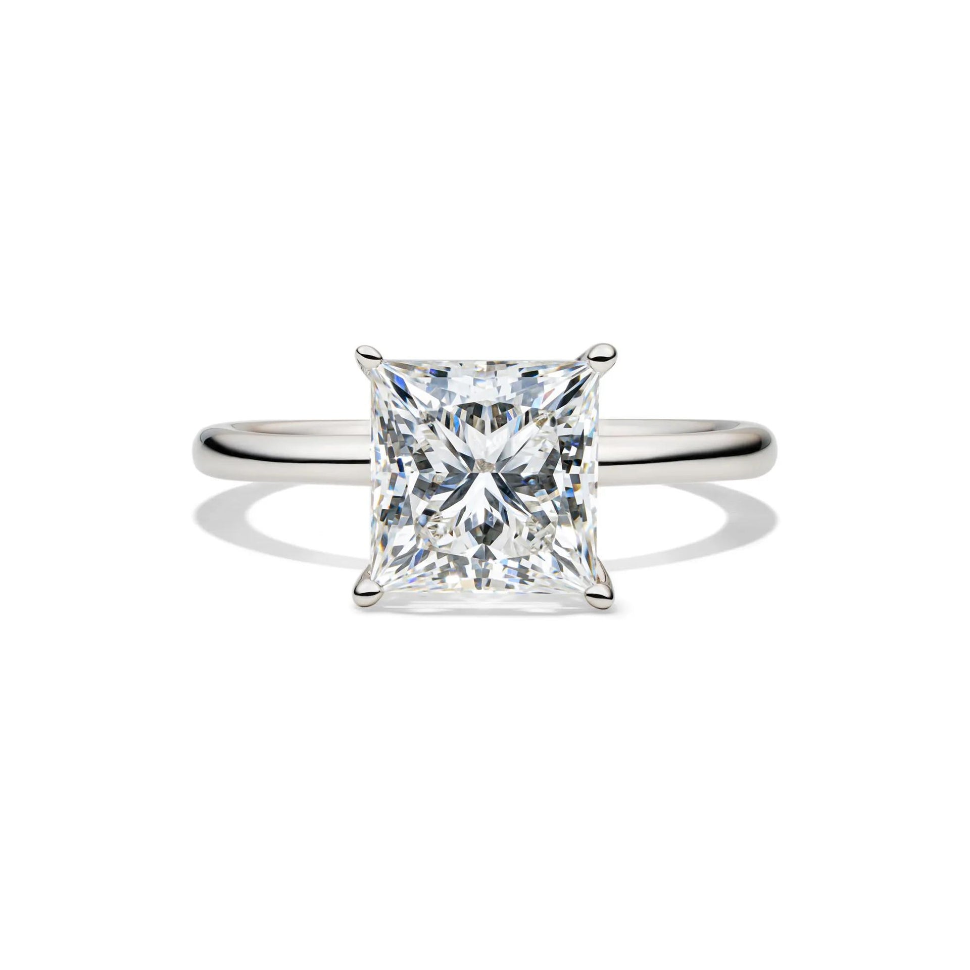 Lab Grown Diamond Princess-Cut Solitaire Engagement Ring 14K White Gold (3 CT.) Size 7.5 2mm