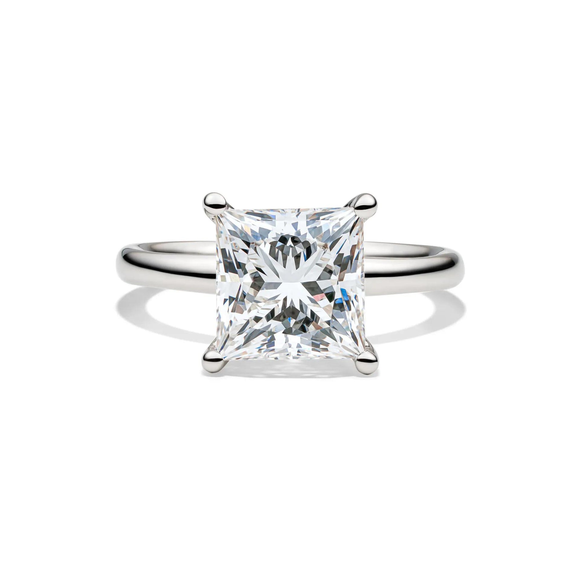 Lab Grown Diamond Princess-Cut Solitaire Engagement Ring 14K White Gold (4 CT.) Size 11 2mm