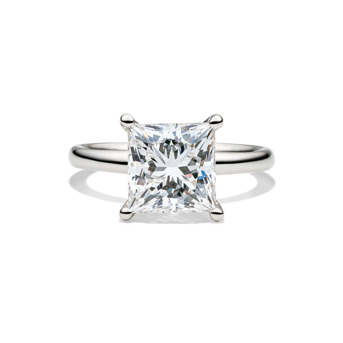 Lab Grown Diamond Princess-Cut Solitaire Engagement Ring 14K White Gold (4 CT.) Size 6.5 2mm