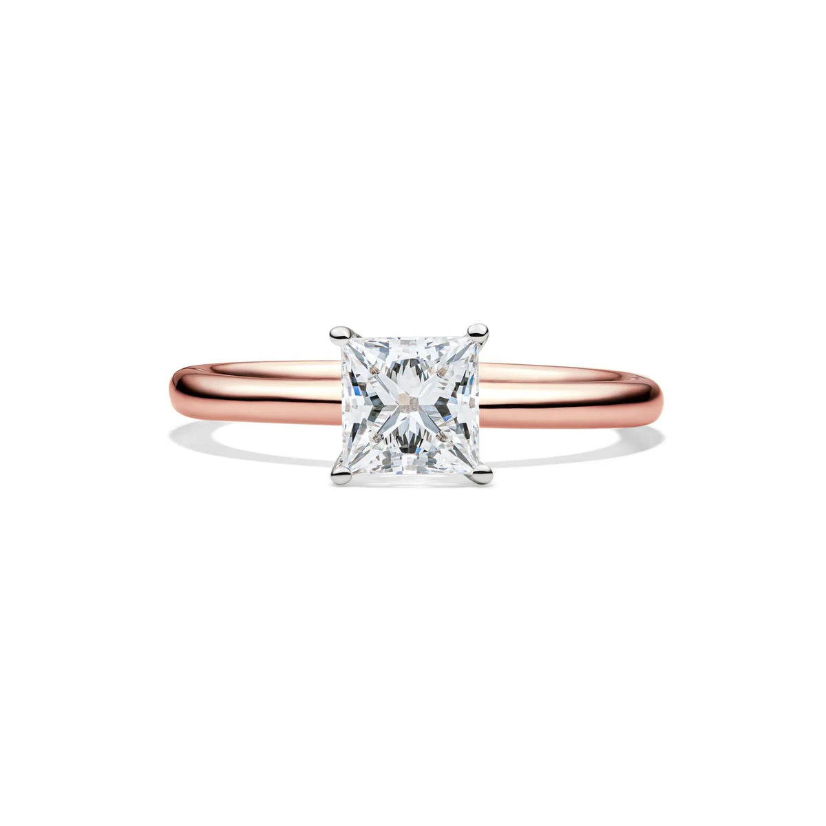 Lab Grown Diamond Princess-Cut Solitaire Engagement Ring 14K Rose Gold (1 CT.) Size 5 2mm