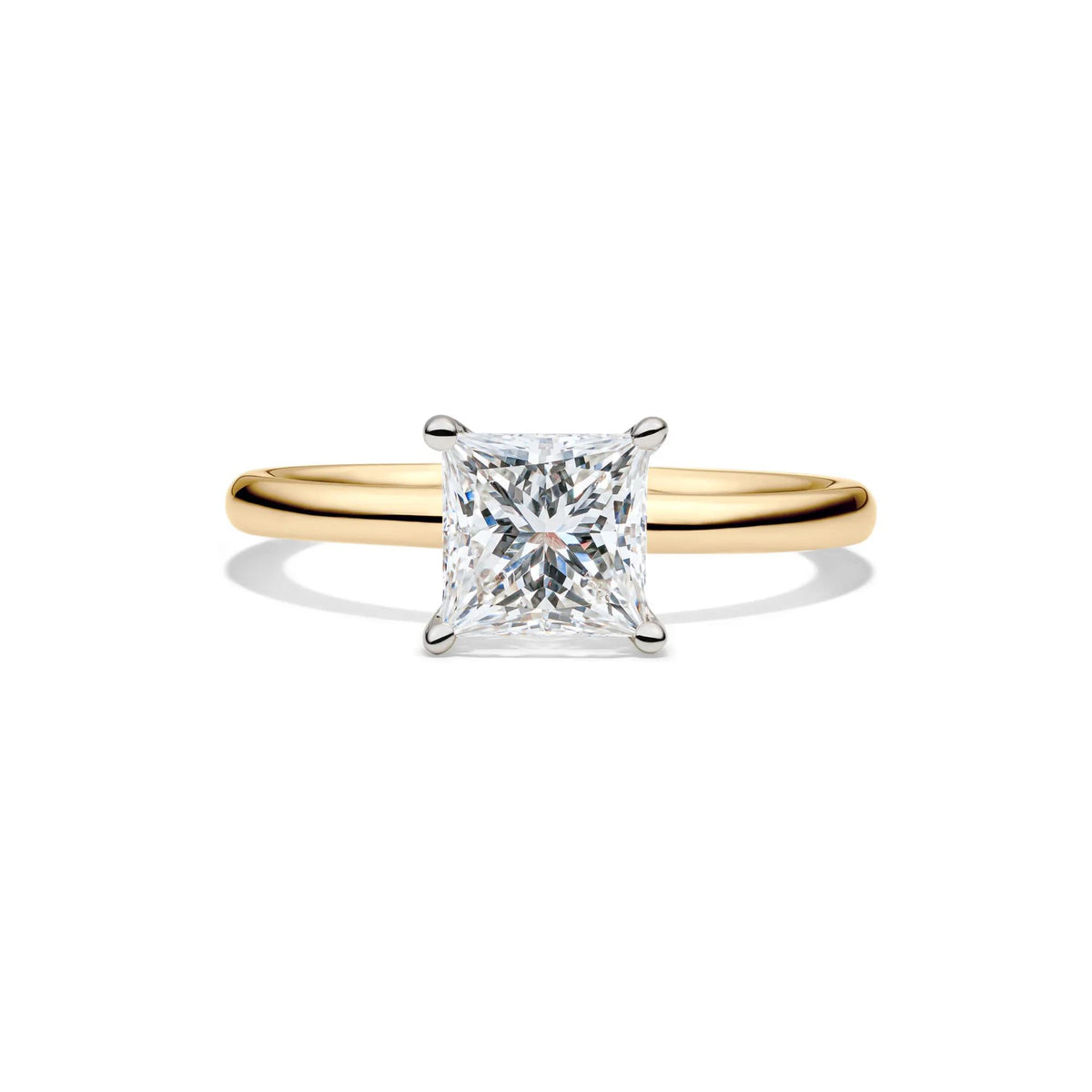 Lab Grown Diamond Princess-Cut Solitaire Engagement Ring 14K Yellow Gold (1/2 CT.) Size 6.5 2mm