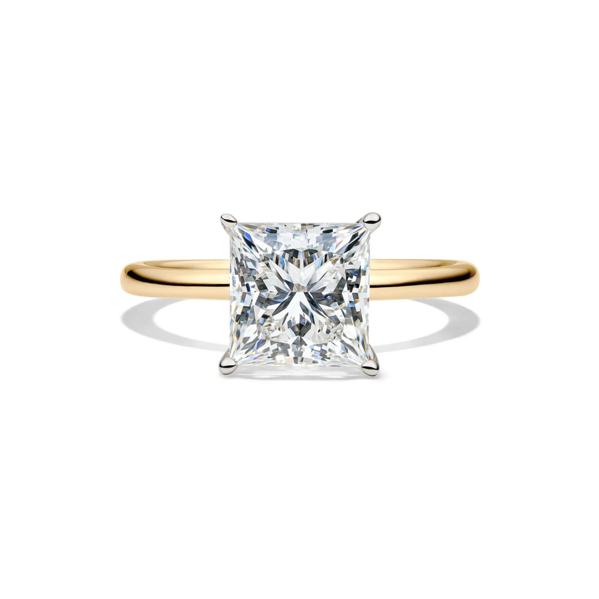 Lab Grown Diamond Princess-Cut Solitaire Engagement Ring 14K Yellow Gold (3 CT.) Size 6.5 2mm