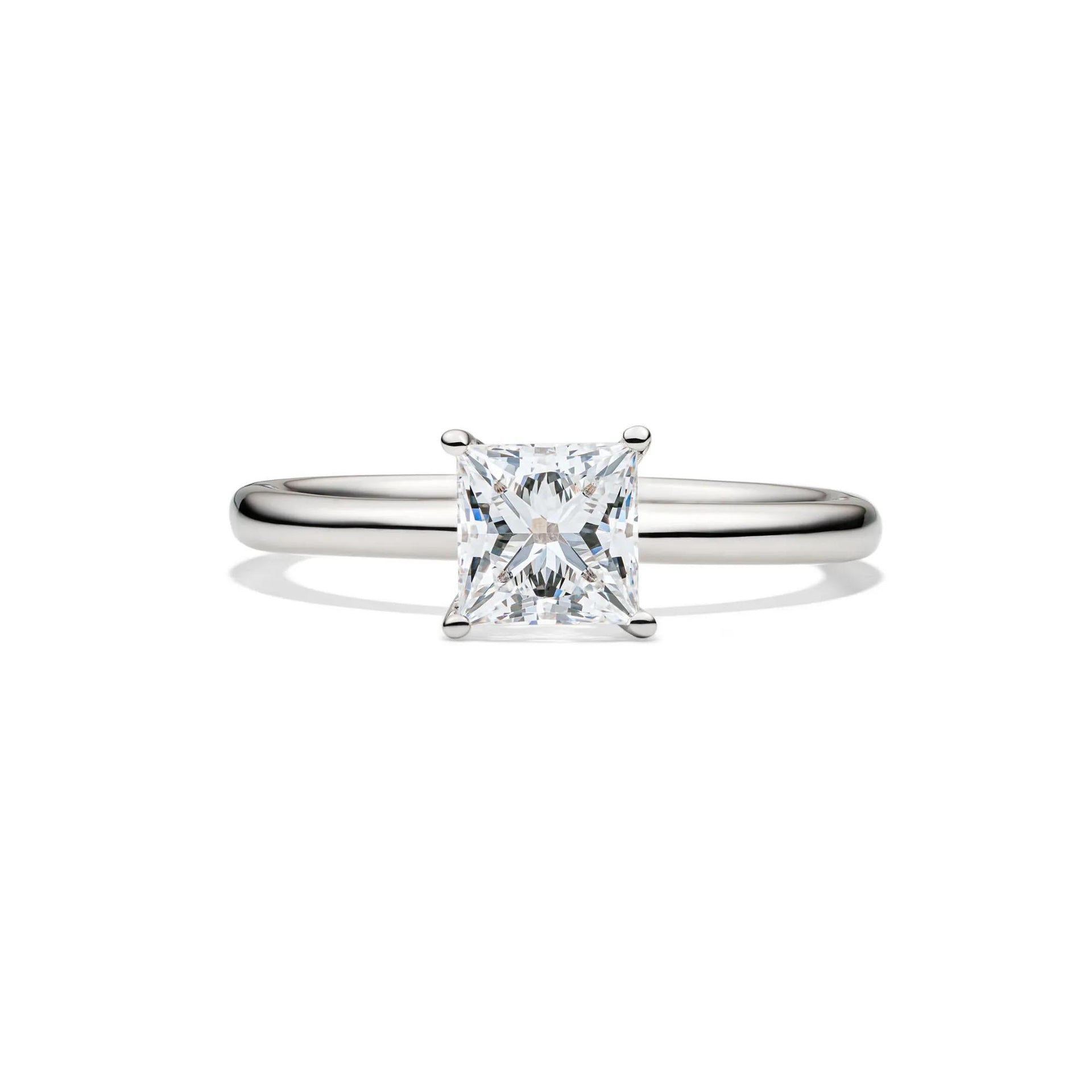 Lab Grown Diamond Princess-Cut Solitaire Engagement Ring Platinum (1 CT.) White Size 6.5 2mm