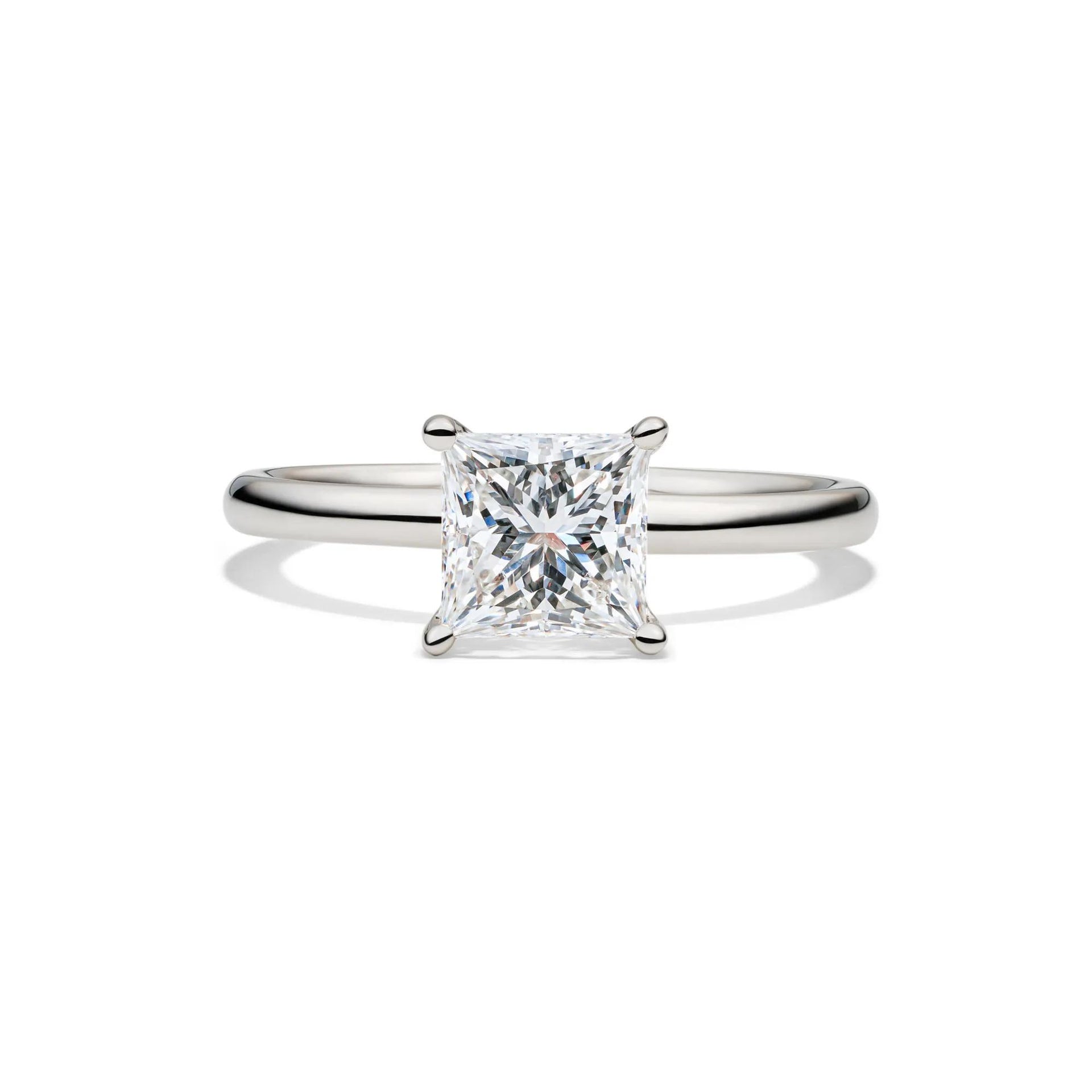 Lab Grown Diamond Princess-Cut Solitaire Engagement Ring Platinum (1/2 CT.) White Size 4.5 2mm