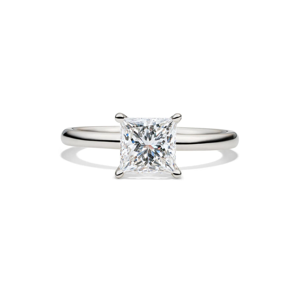 Lab Grown Diamond Princess-Cut Solitaire Engagement Ring Platinum (1/2 CT.) White Size 5 2mm