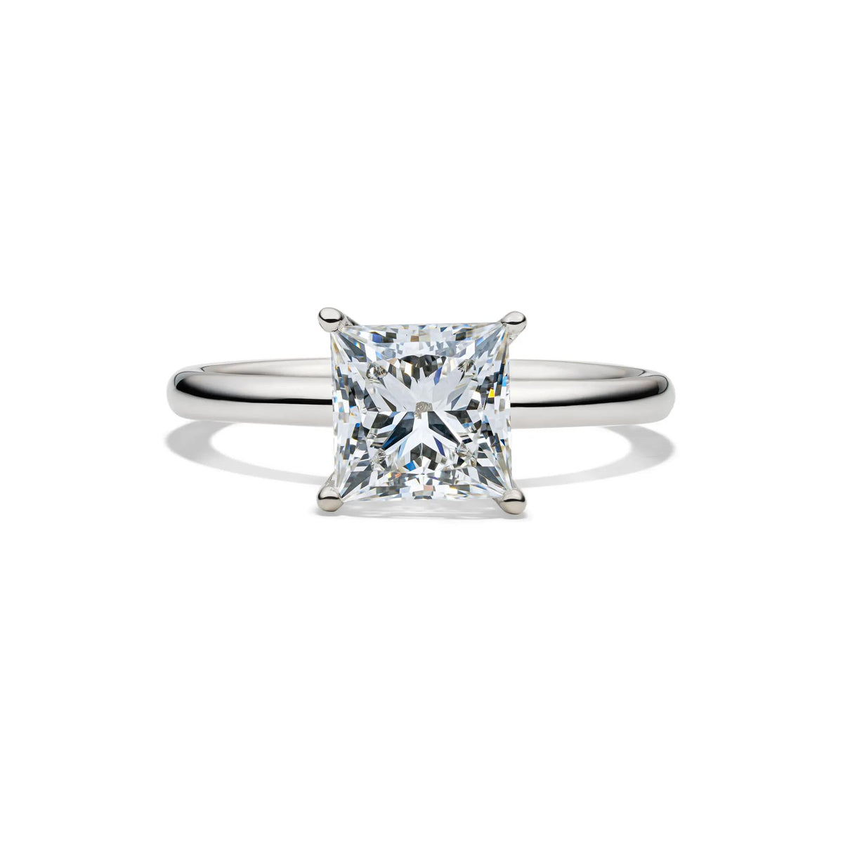 Lab Grown Diamond Princess-Cut Solitaire Engagement Ring Platinum (2 CT.) White Size 8.5 2mm