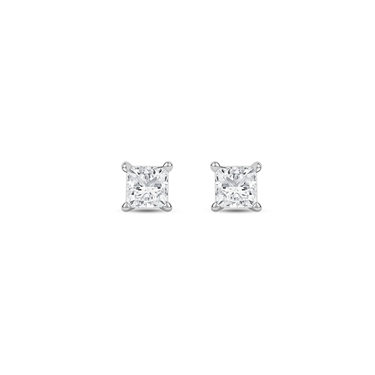 1/3 CT. Tw. Lab Grown Diamond Princess-Cut Solitaire Stud Earrings 14K White Gold Size 4.00mm