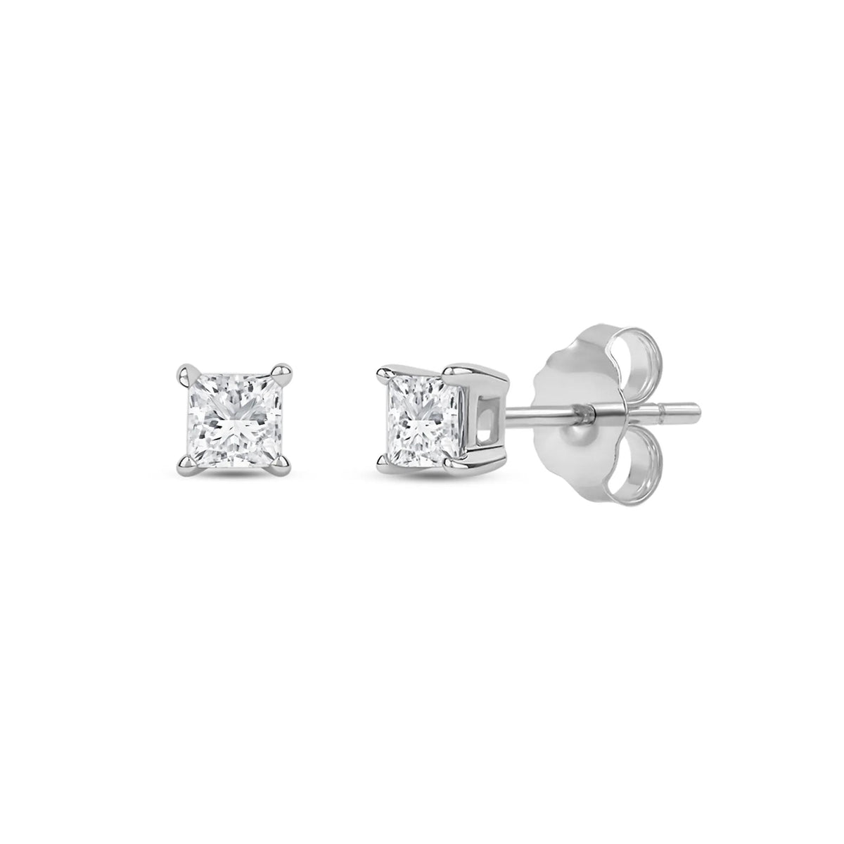 1/3 CT. Tw. Lab Grown Diamond Princess-Cut Solitaire Stud Earrings 14K White Gold Size 4.00mm