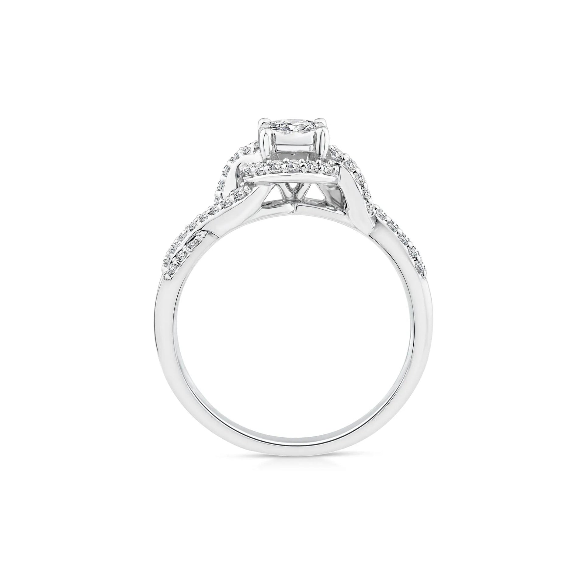 1/2 CT. Tw. Lab Grown Diamond Promise Ring 10K White Gold Round Brilliant Cut Size 6.5