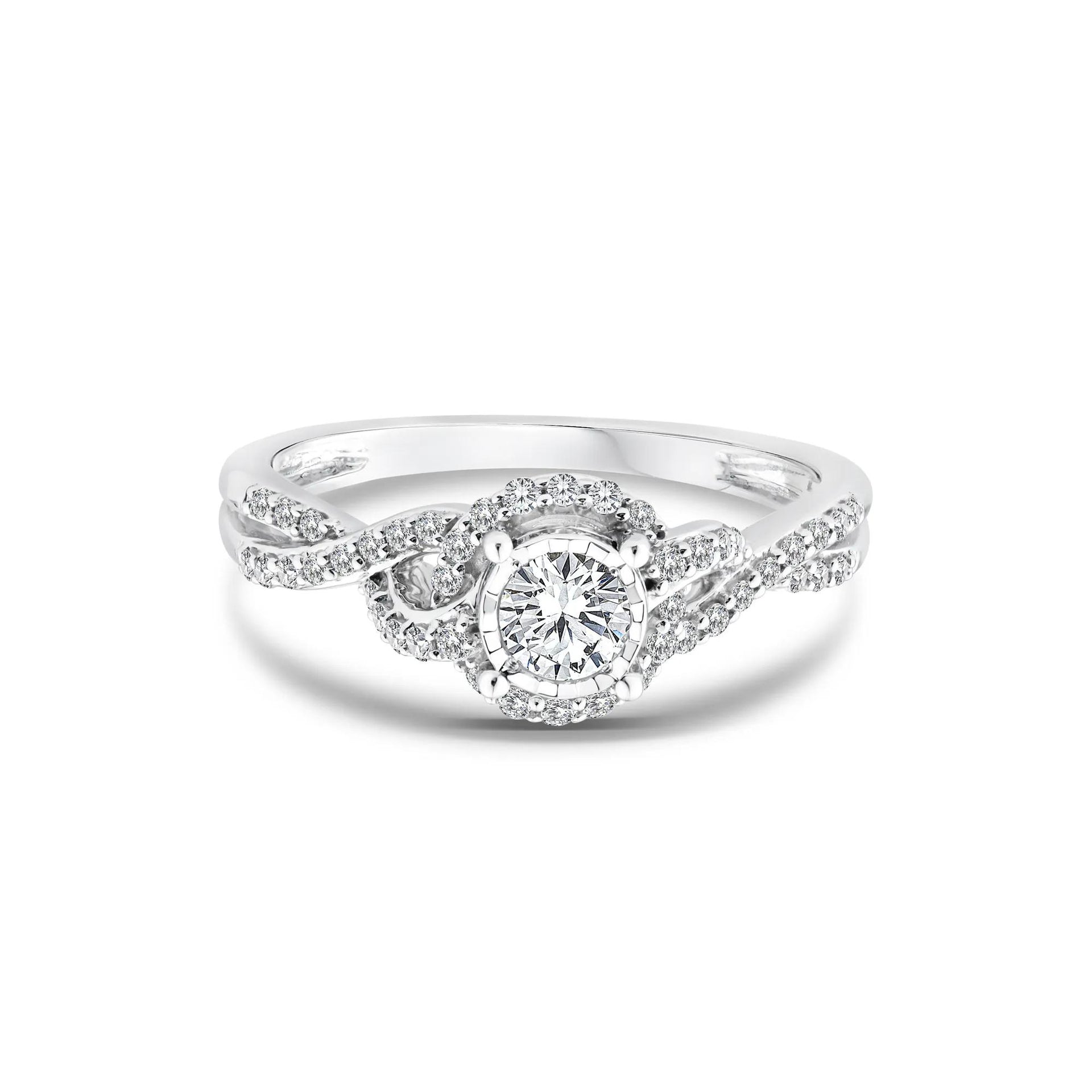 1/2 CT. Tw. Lab Grown Diamond Promise Ring 10K White Gold Round Brilliant Cut Size 6.5