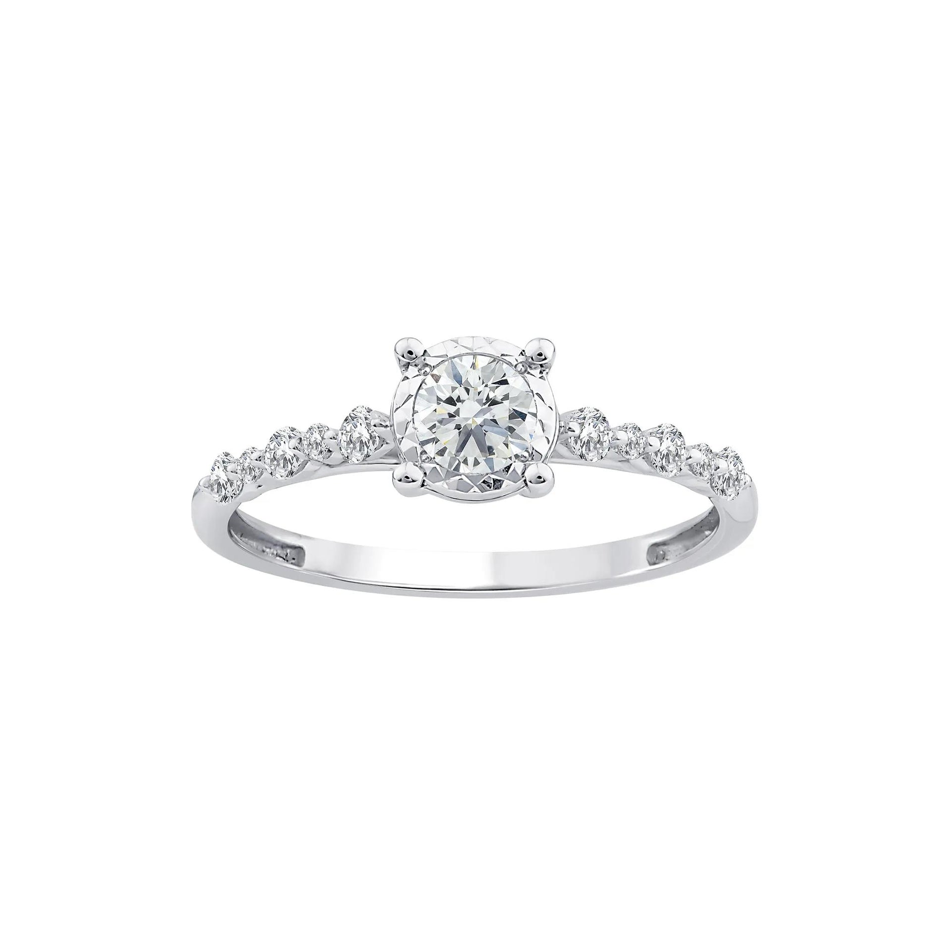 1/2 CT. Tw. Lab Grown Diamond Promise Ring 10K White Gold Size 7 1mm