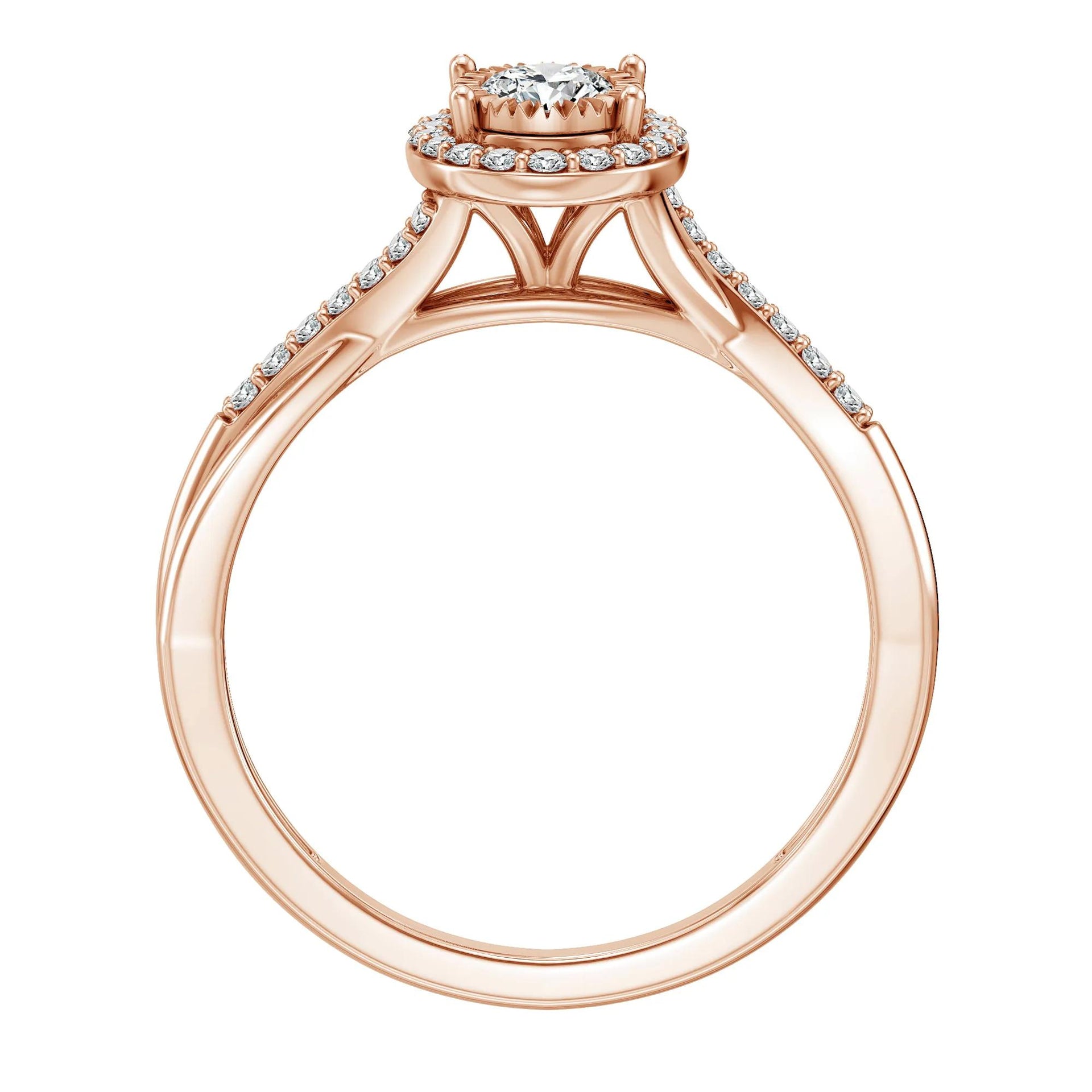 1/2 CT. Tw. Lab Grown Diamond Promise Ring 10K Rose Gold Size 9 1.5mm