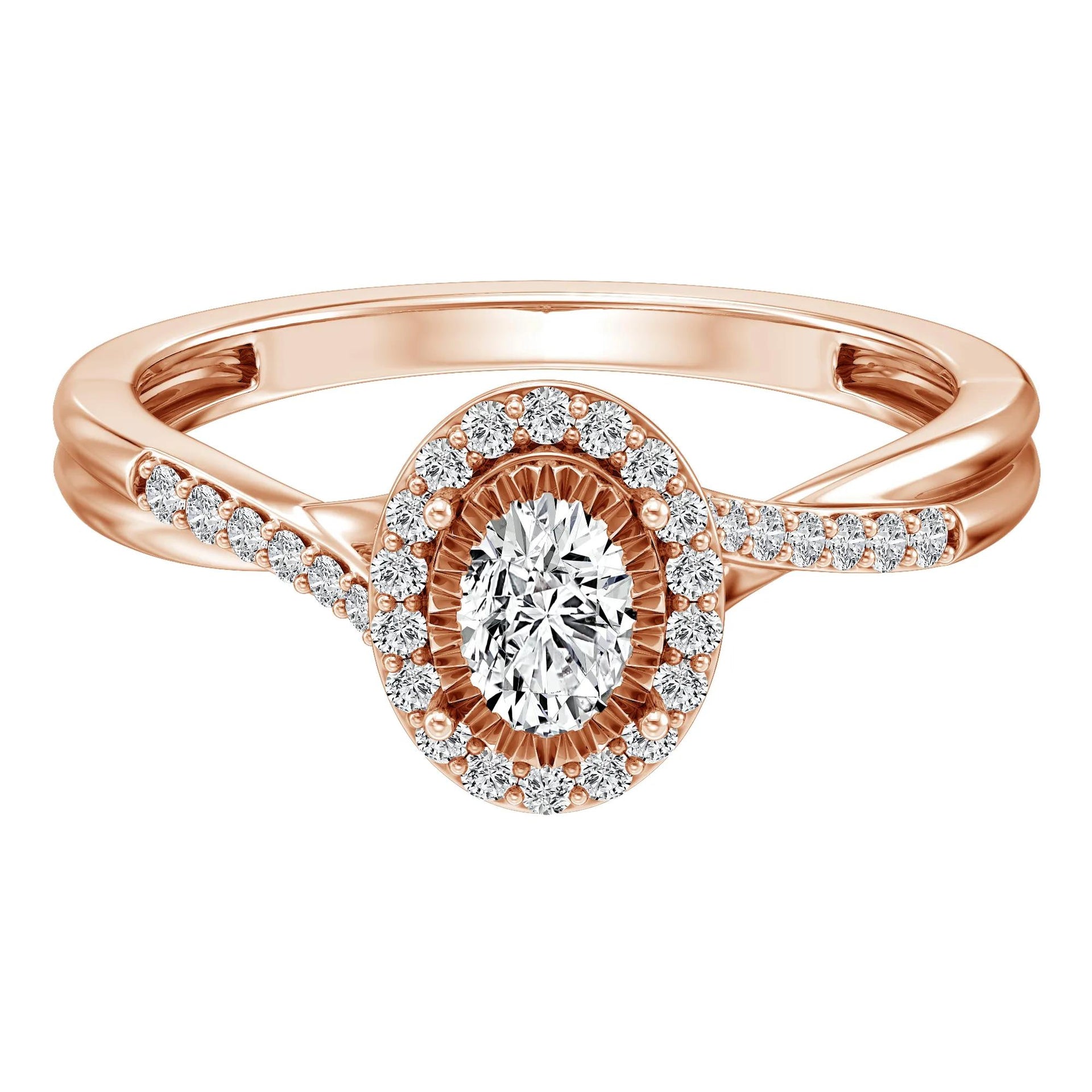 1/2 CT. Tw. Lab Grown Diamond Promise Ring 10K Rose Gold Size 9 1.5mm