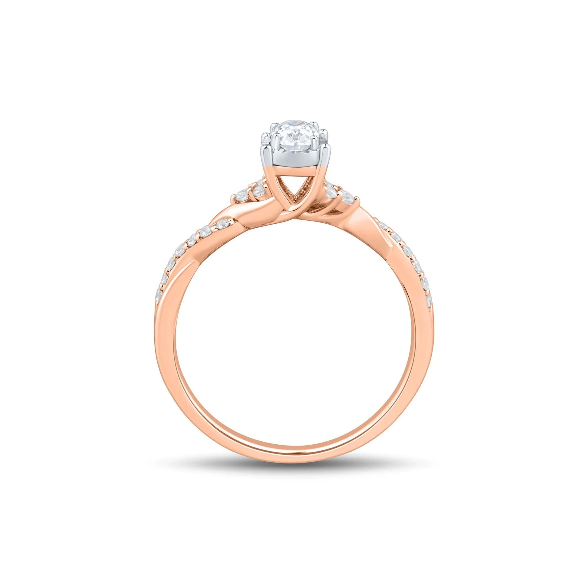 1/2 CT. Tw. Lab Grown Diamond Promise Ring 10K Rose Gold Size 8 1mm