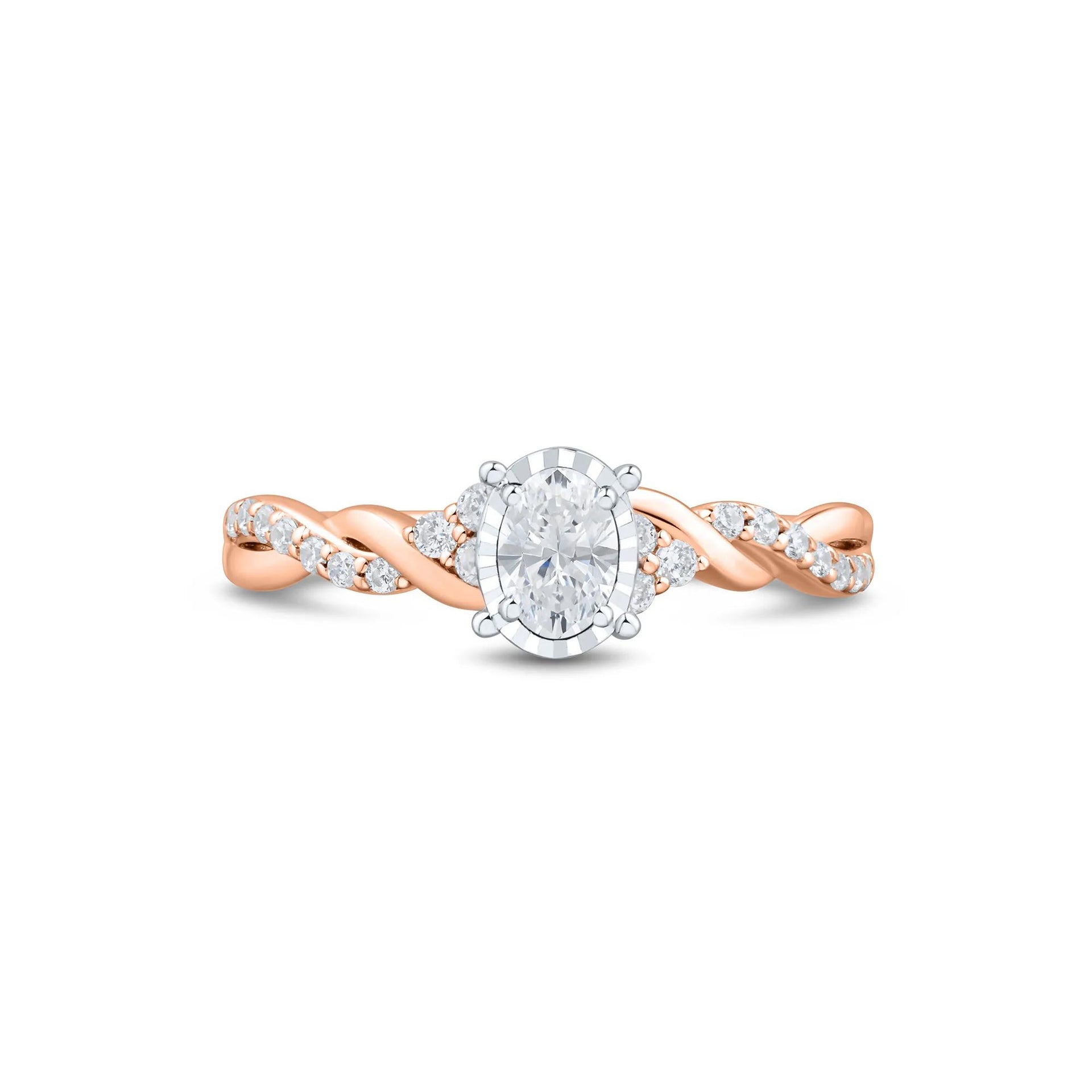 1/2 CT. Tw. Lab Grown Diamond Promise Ring 10K Rose Gold Size 8 1mm