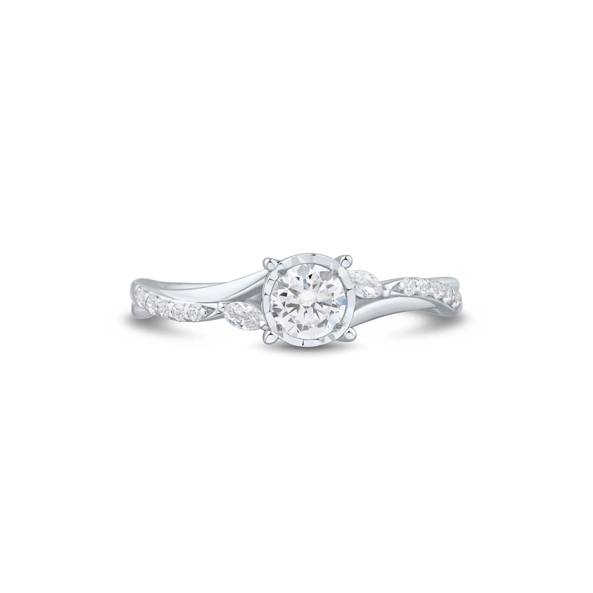 1/2 CT. Tw. Lab Grown Diamond Promise Ring 10K White Gold Size 9 1mm